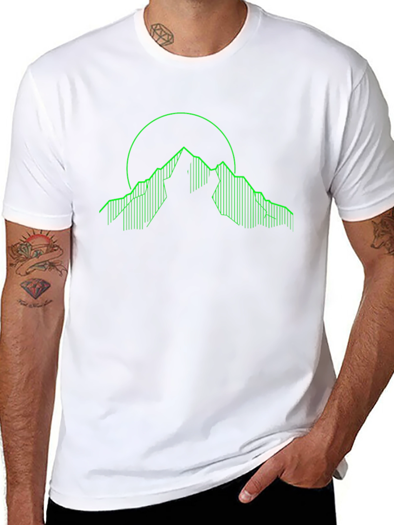 Neon Mountain Graphic Tee - Cool Geometric Design