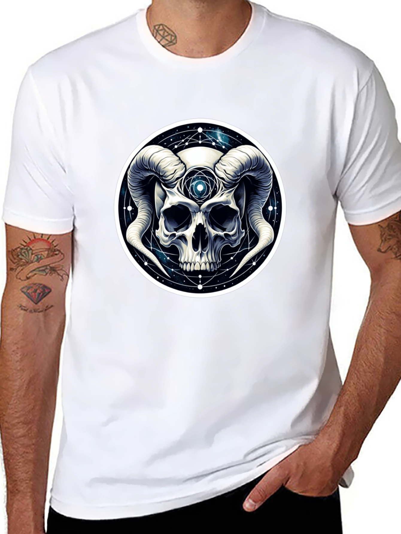 Occult Skull Graphic T-Shirt - Black Cotton Tee