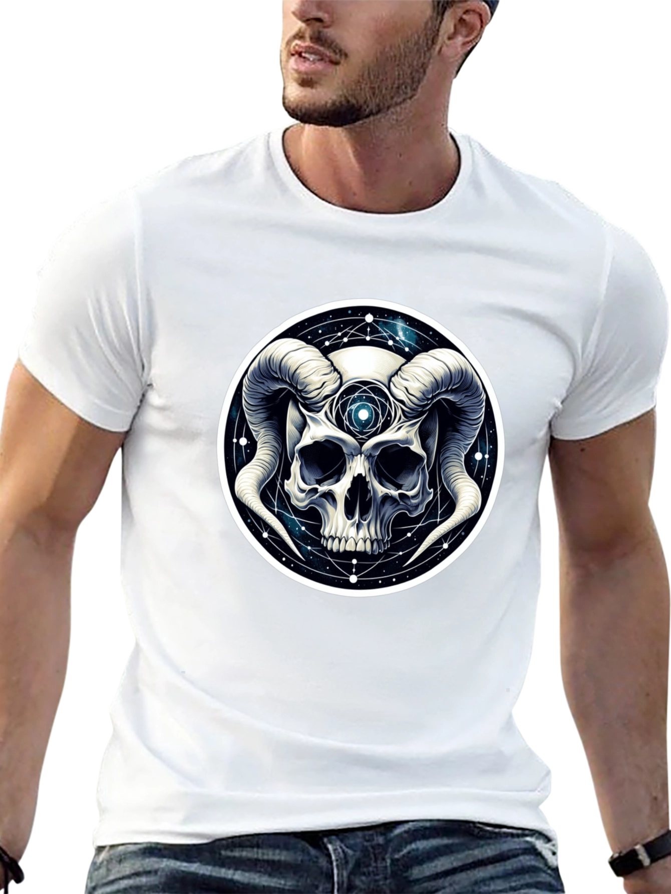 Occult Skull Graphic T-Shirt - Black Cotton Tee