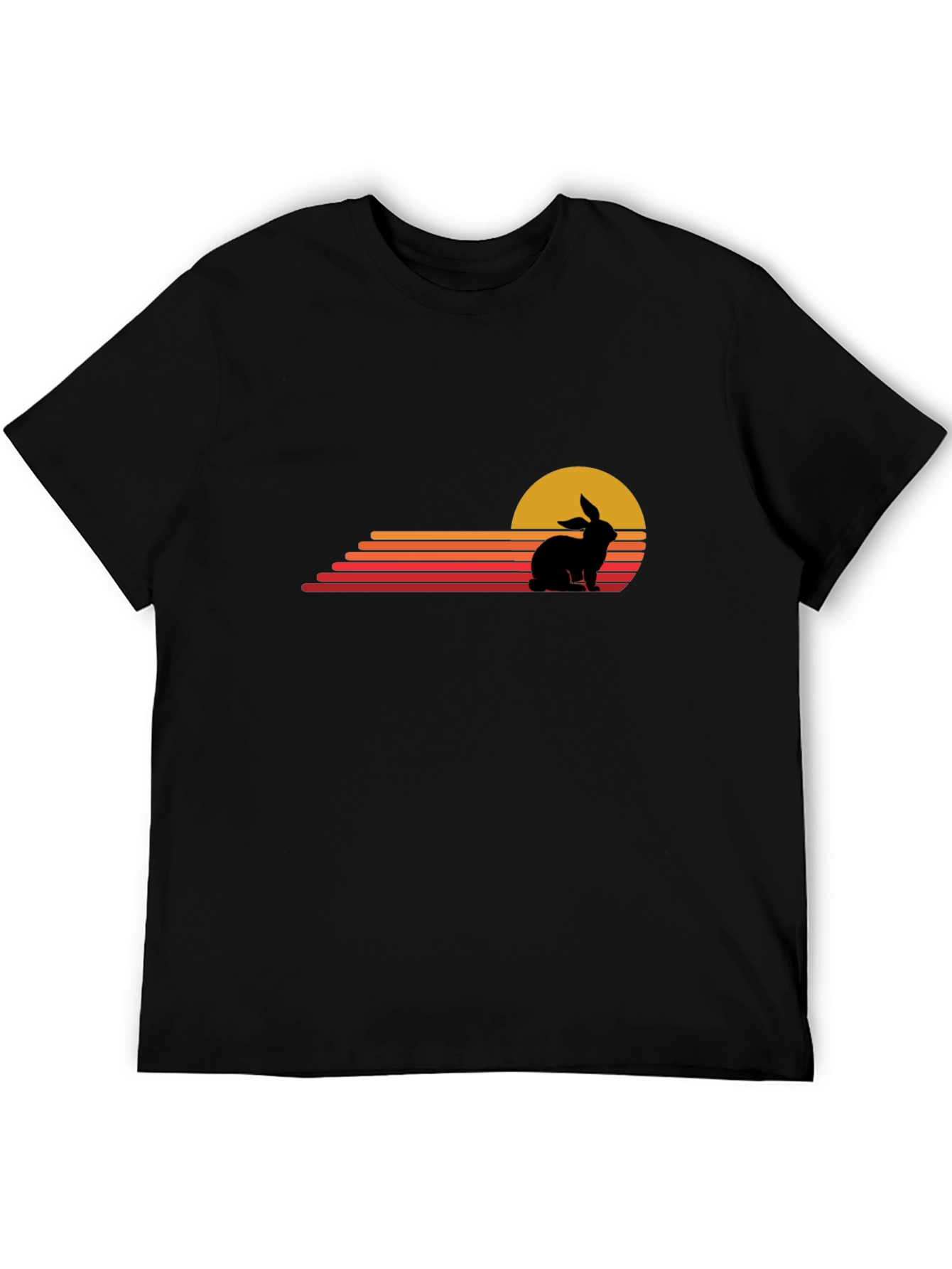 Retro Rabbit Sunset Graphic Tee - Black