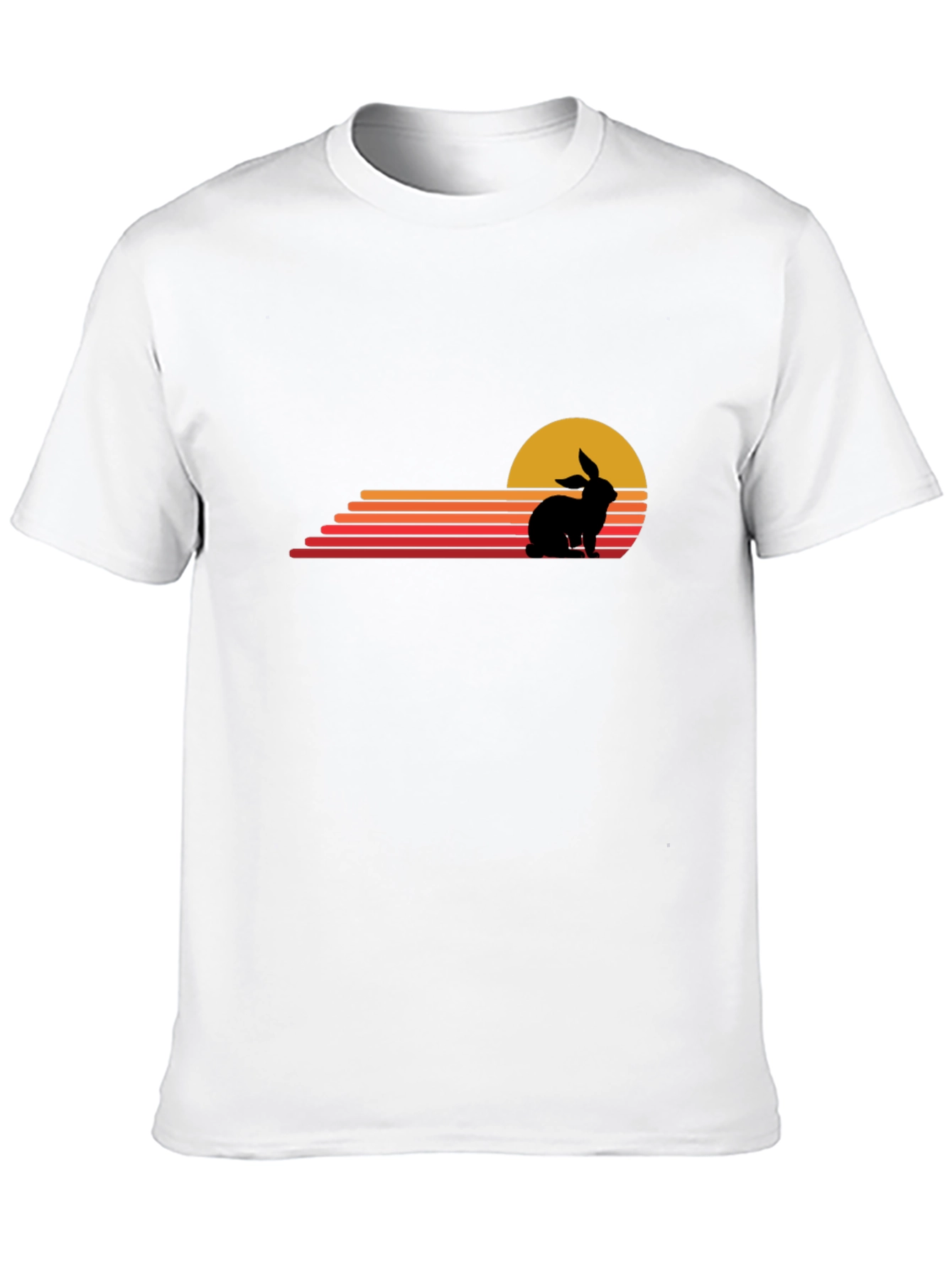 Retro Rabbit Sunset Graphic Tee - Black