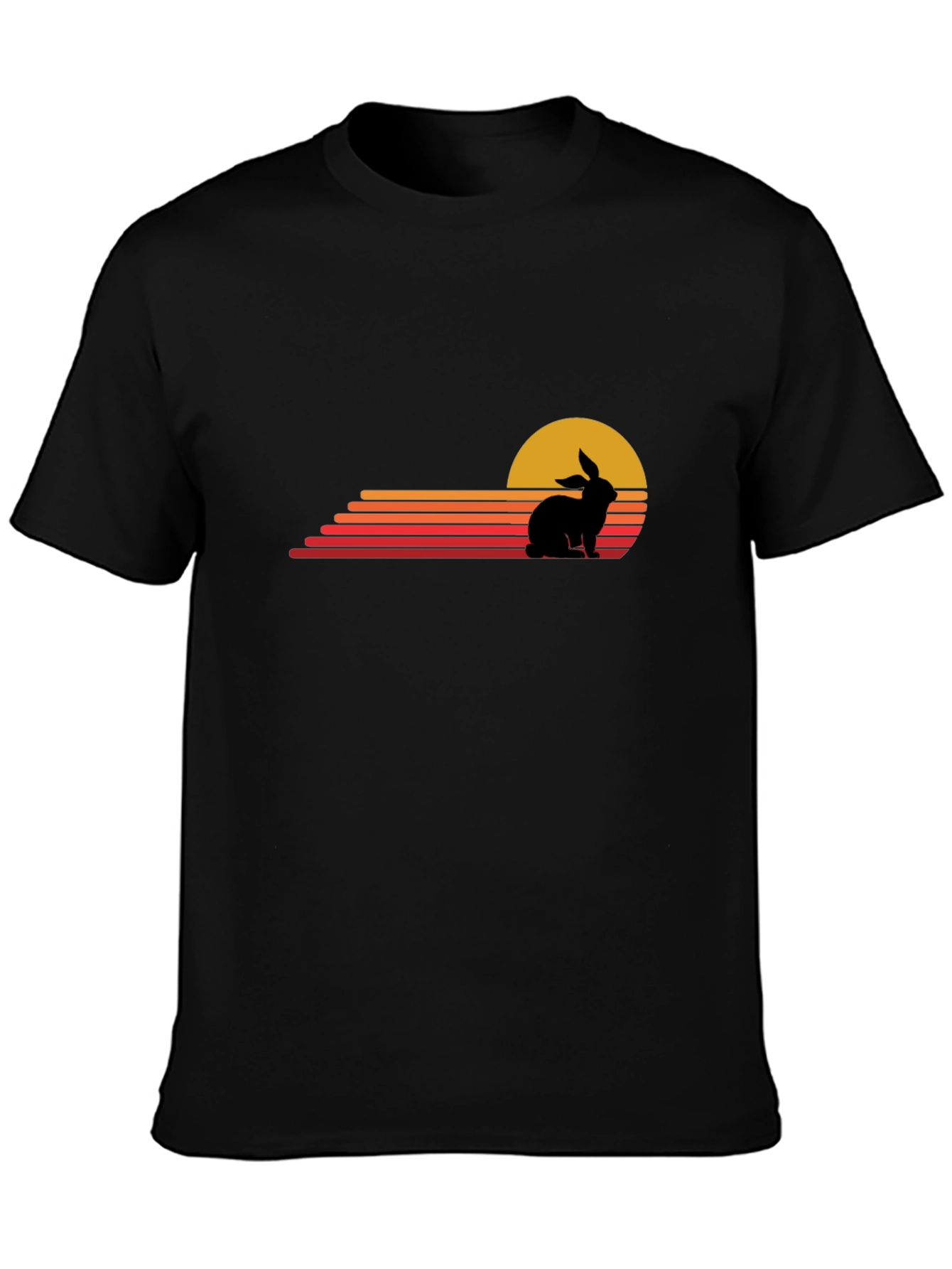 Retro Rabbit Sunset Graphic Tee - Black