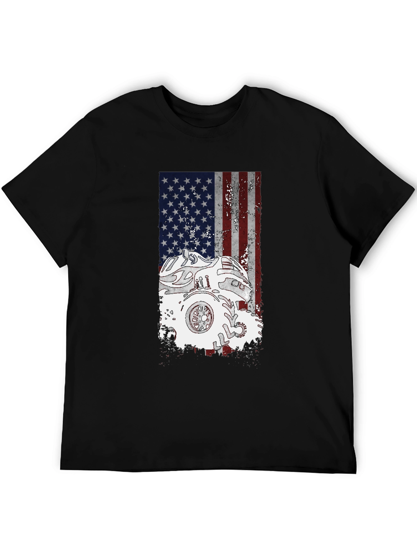 Monster Truck American Flag Graphic T-Shirt