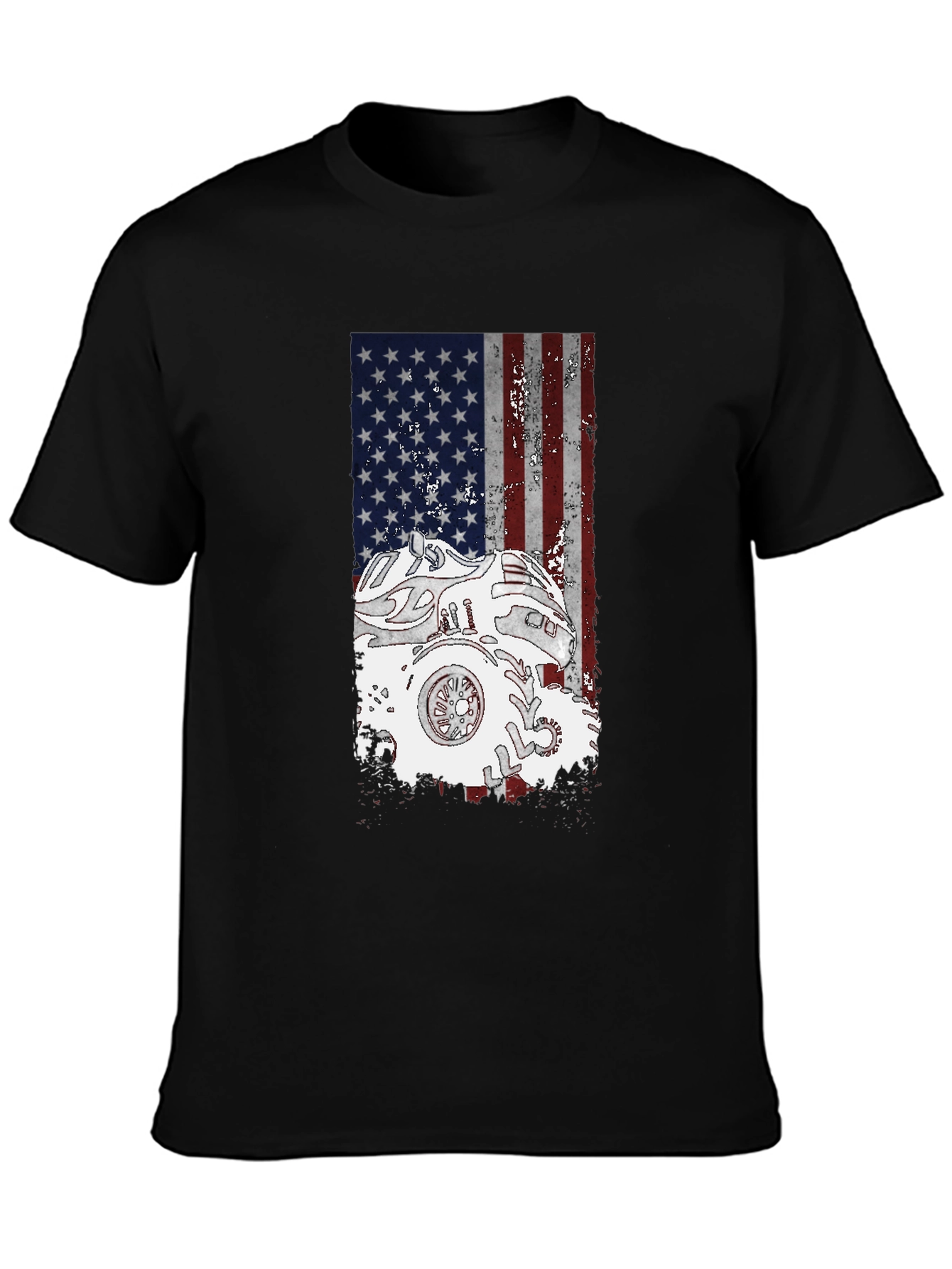 Monster Truck American Flag Graphic T-Shirt