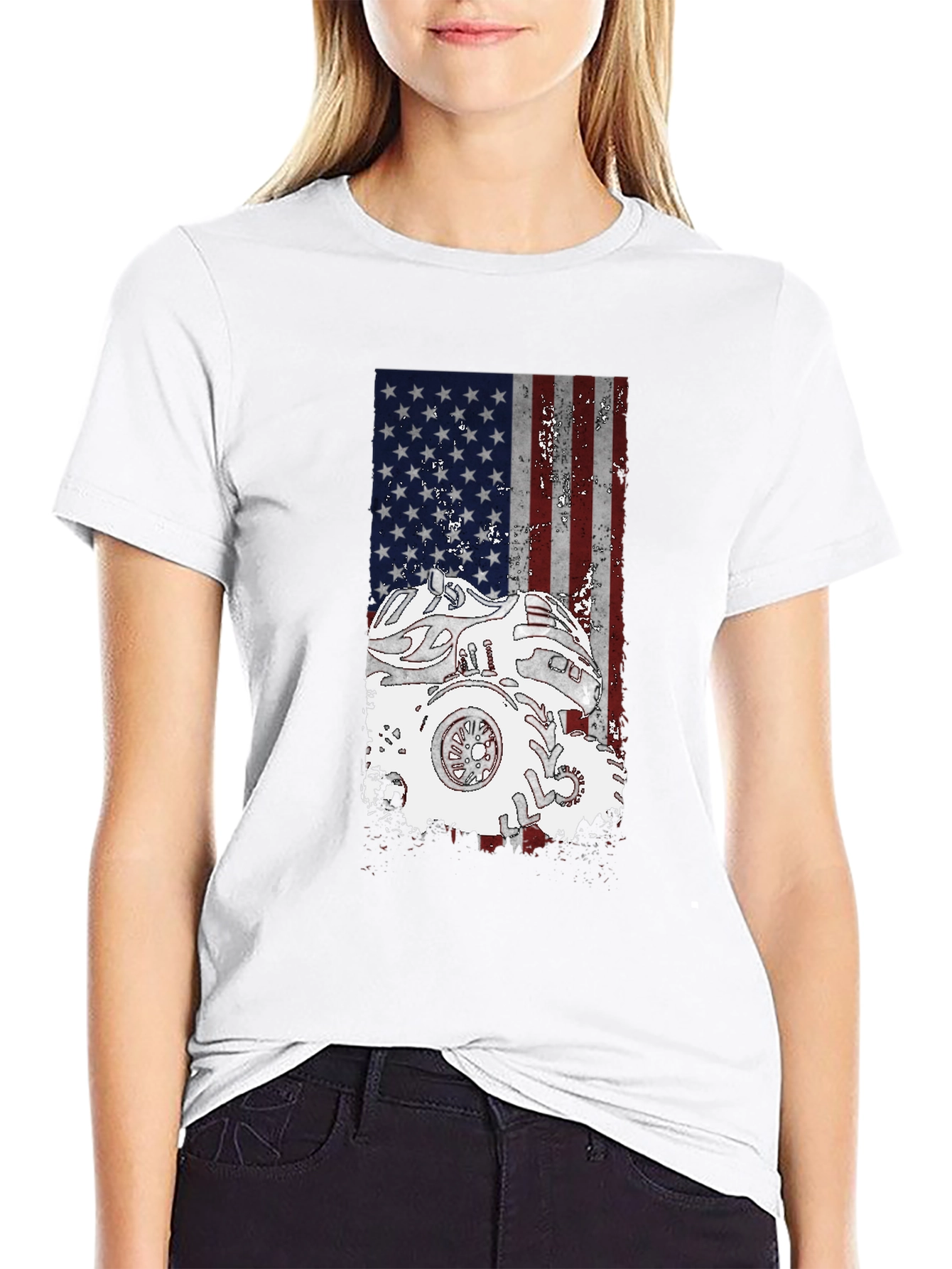 Monster Truck American Flag Graphic T-Shirt