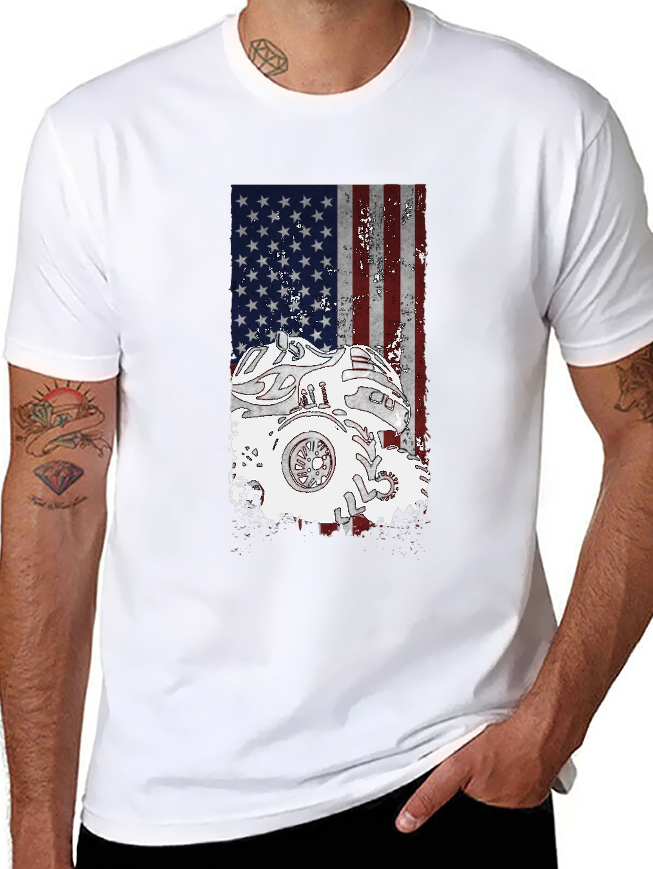 Monster Truck American Flag Graphic T-Shirt