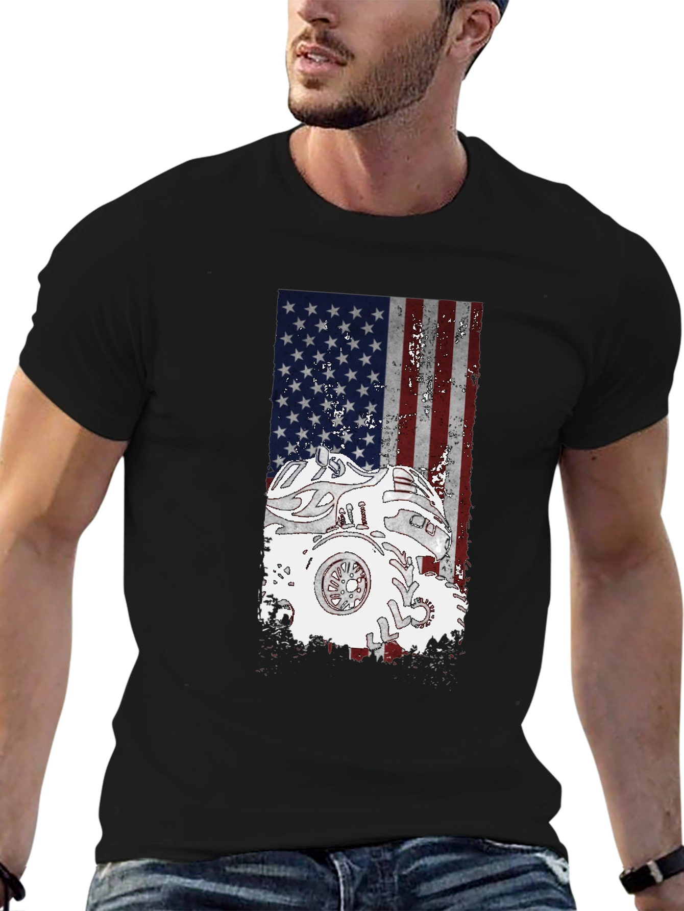 Monster Truck American Flag Graphic T-Shirt