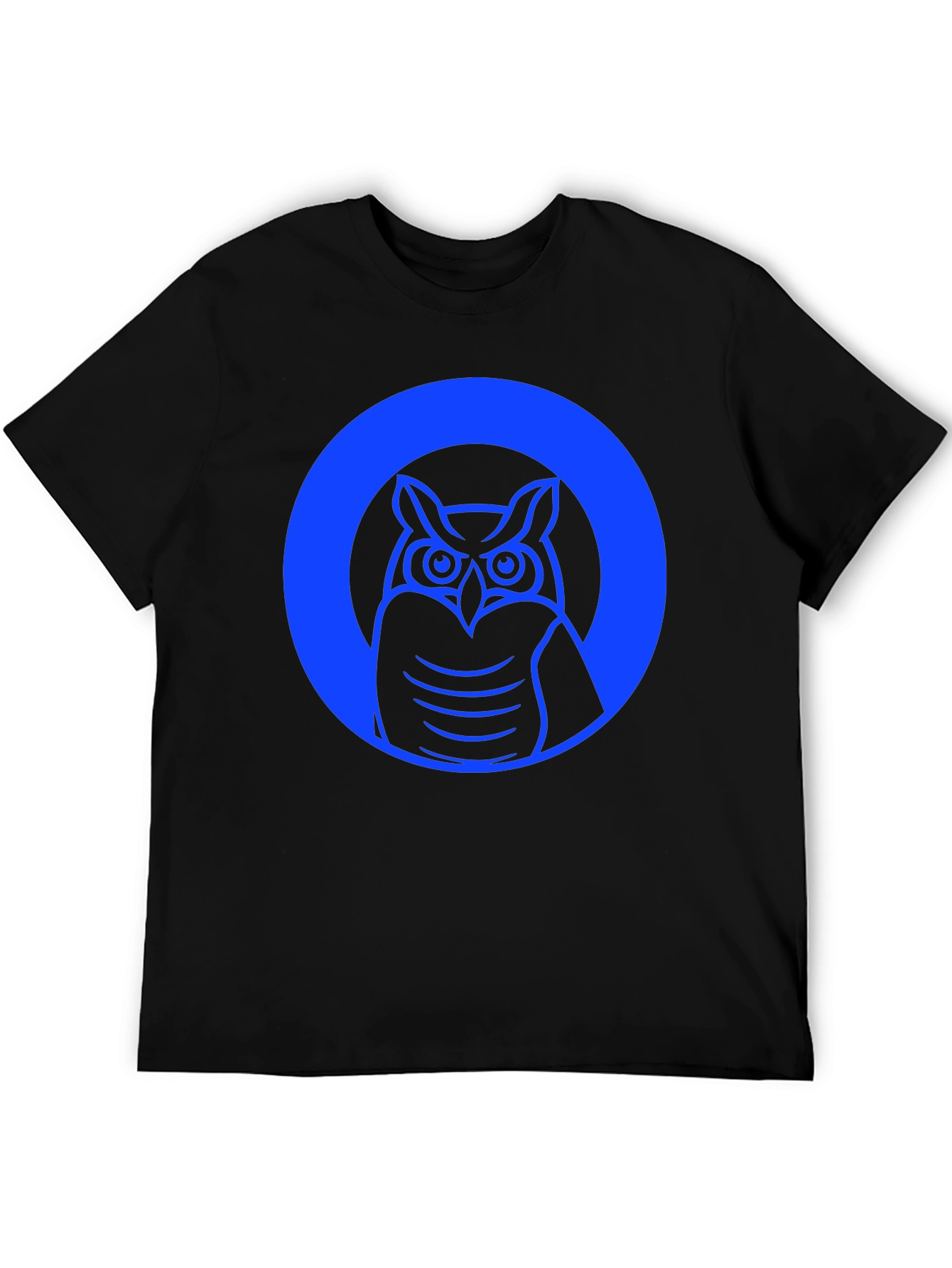 Owl Graphic Tee - Black Cotton Casual Shirt