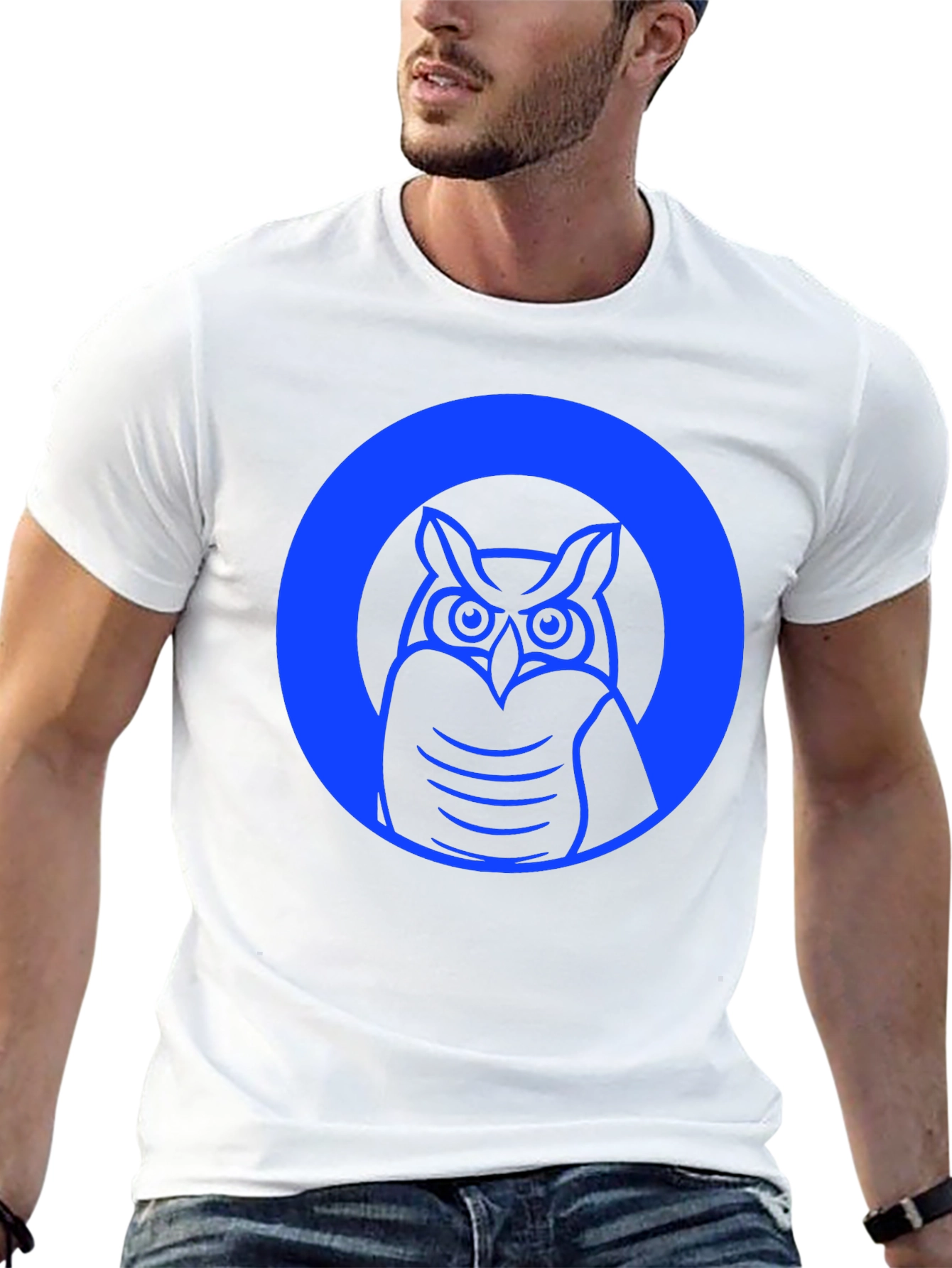Owl Graphic Tee - Black Cotton Casual Shirt