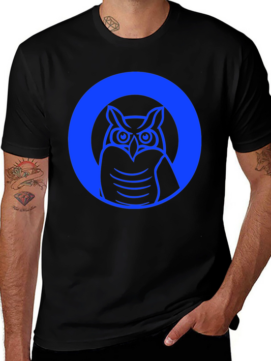 Owl Graphic Tee - Black Cotton Casual Shirt