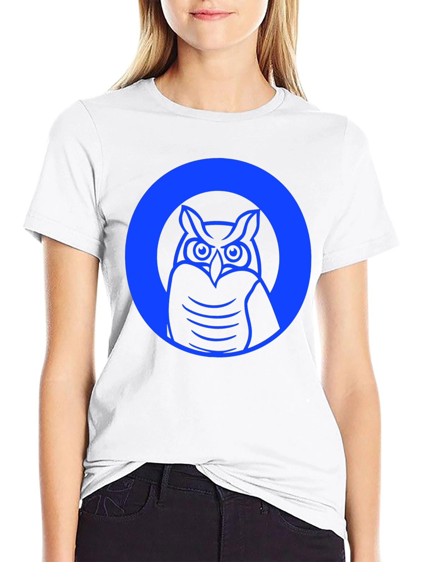 Owl Graphic Tee - Black Cotton Casual Shirt