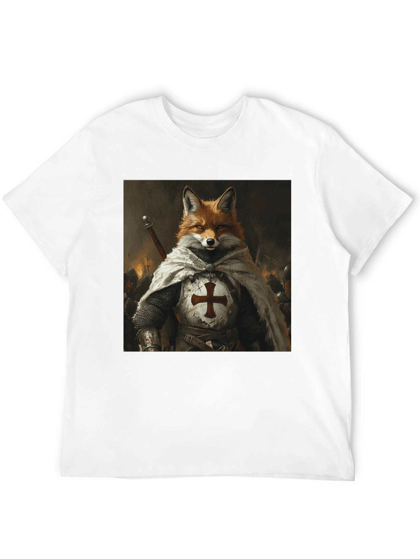 Fox Knight Graphic Tee - Medieval Style