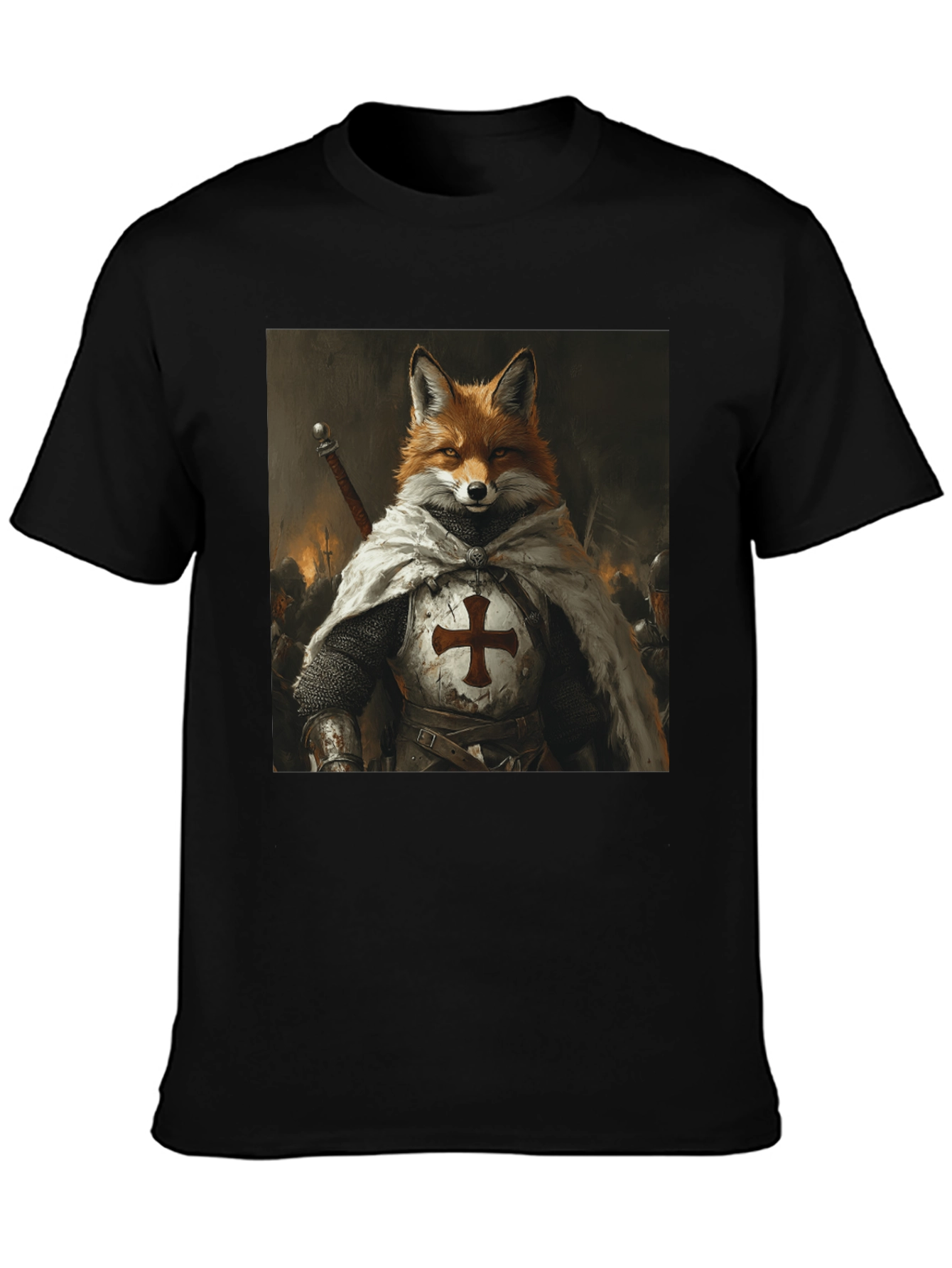 Fox Knight Graphic Tee - Medieval Style