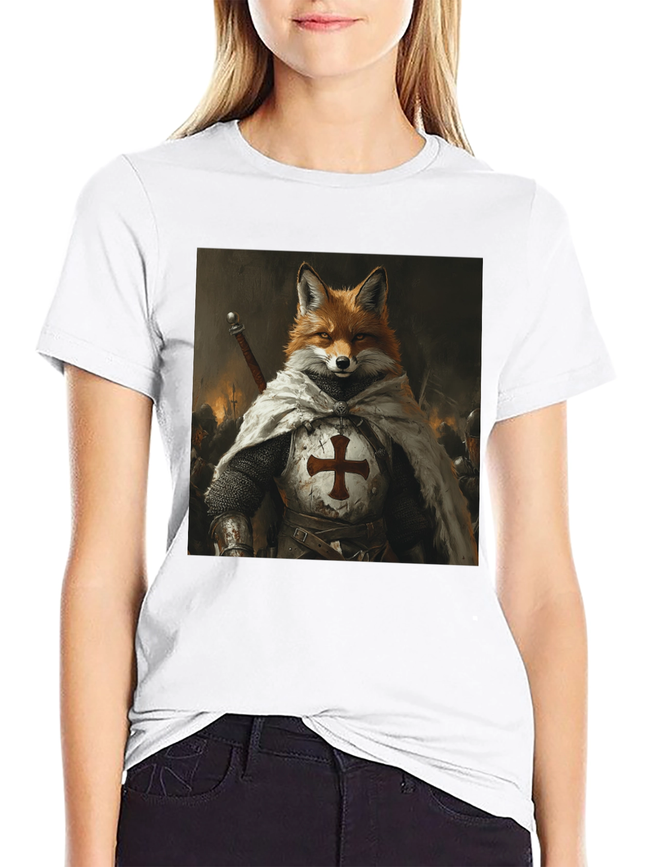 Fox Knight Graphic Tee - Medieval Style