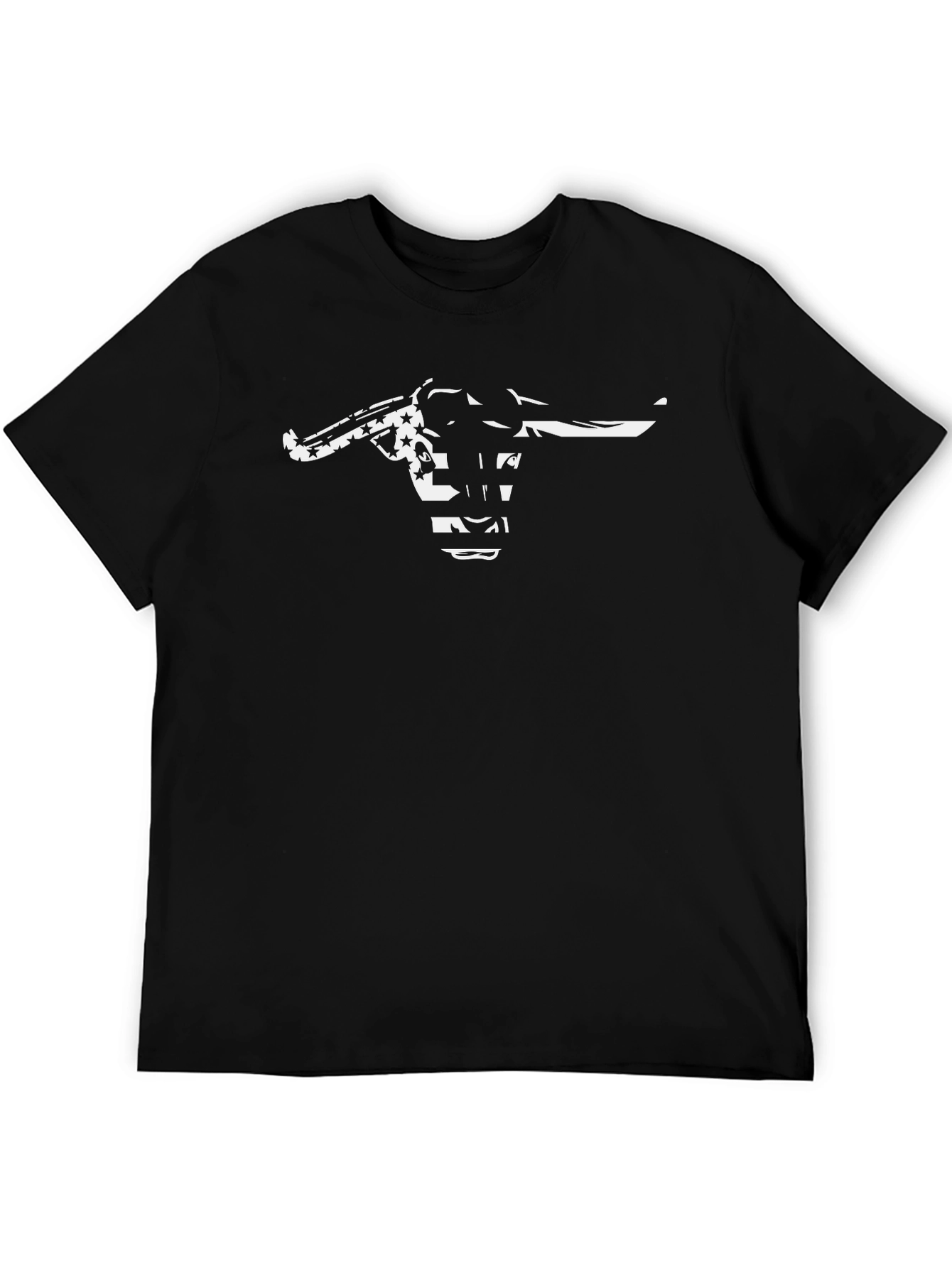 American Flag Bull Skull Graphic T-Shirt