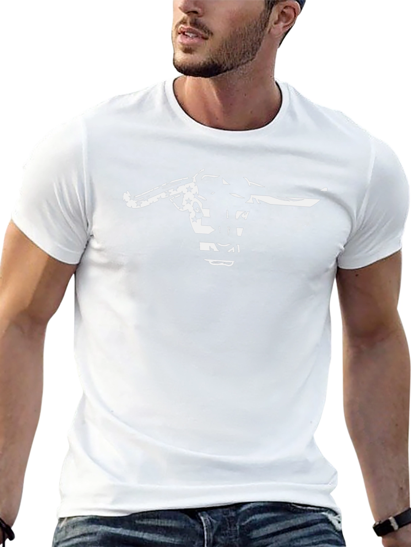 American Flag Bull Skull Graphic T-Shirt
