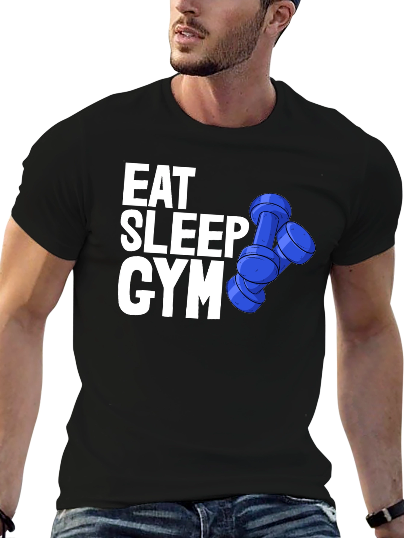 Eat Sleep Gym Black Graphic T-Shirt