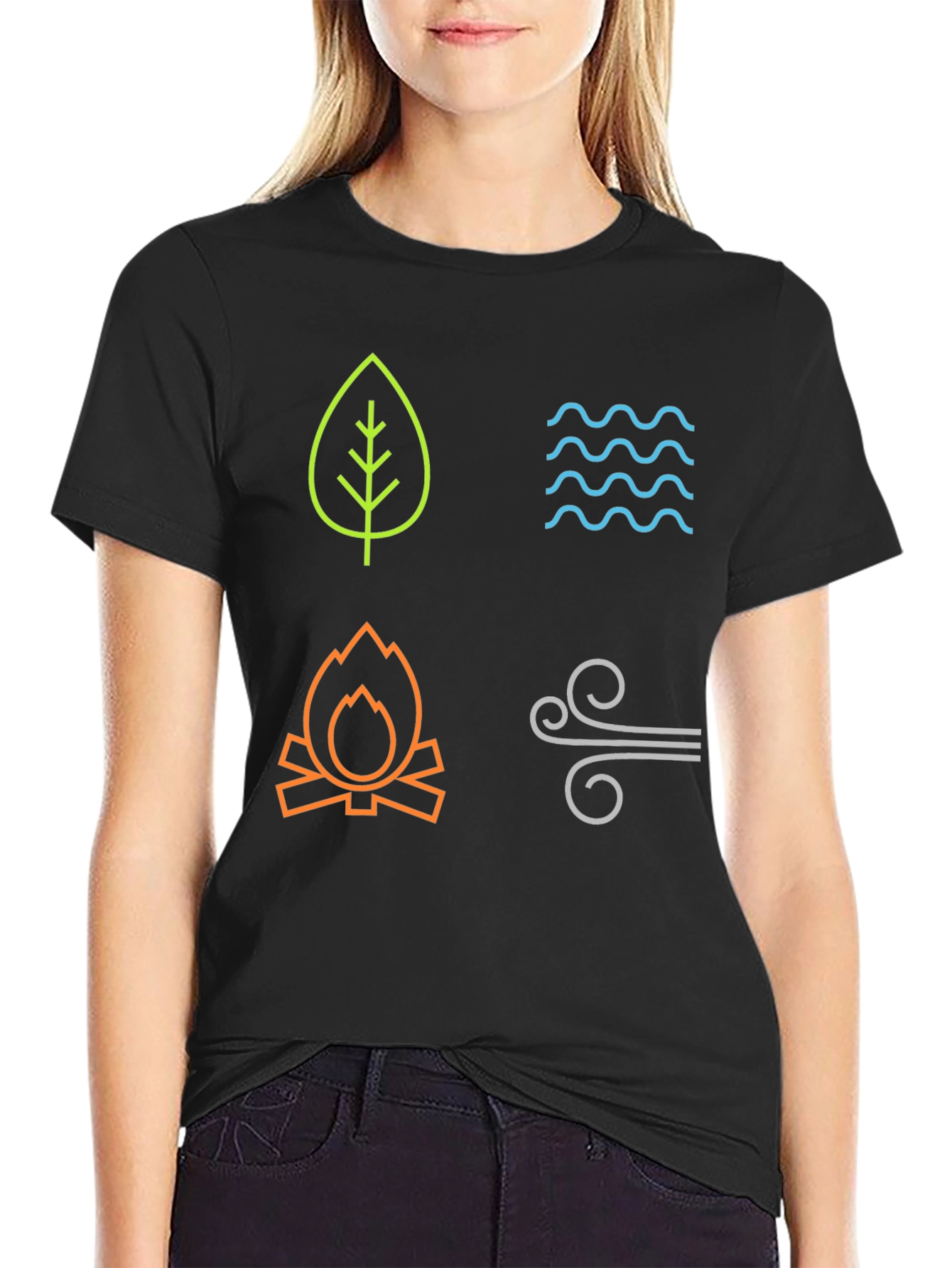 Four Elements Graphic T-Shirt - Earth Water Fire Air