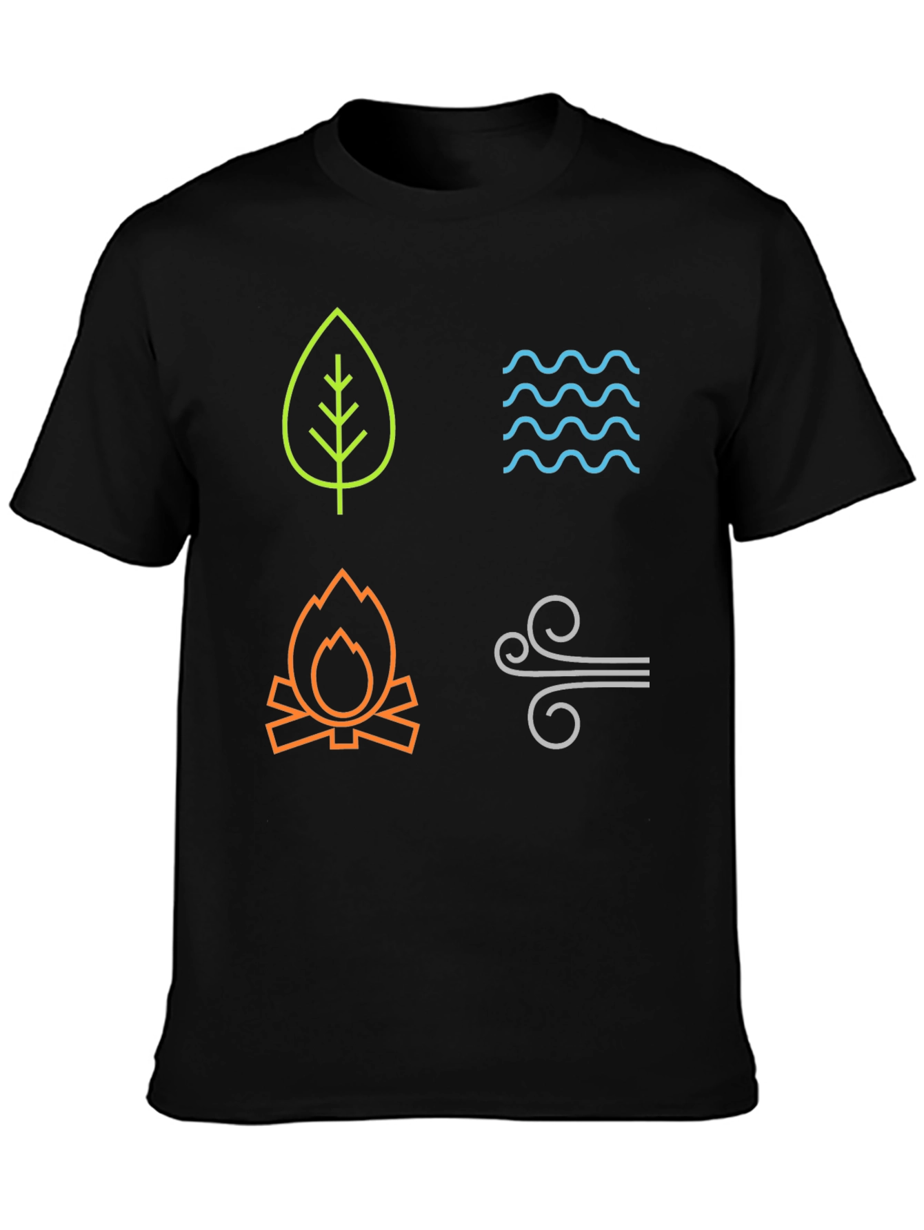 Four Elements Graphic T-Shirt - Earth Water Fire Air
