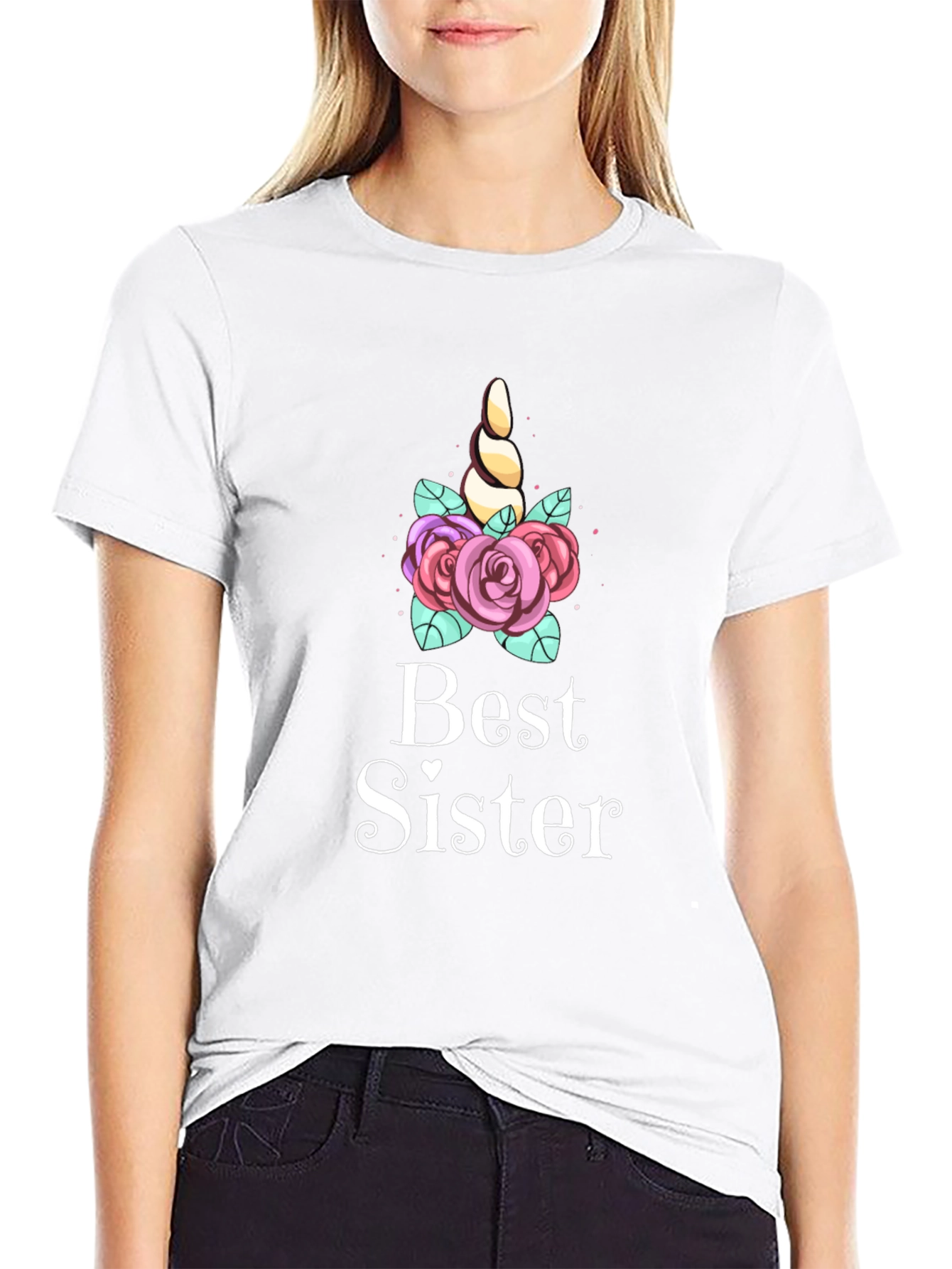 Best Sister Unicorn Tee - Black