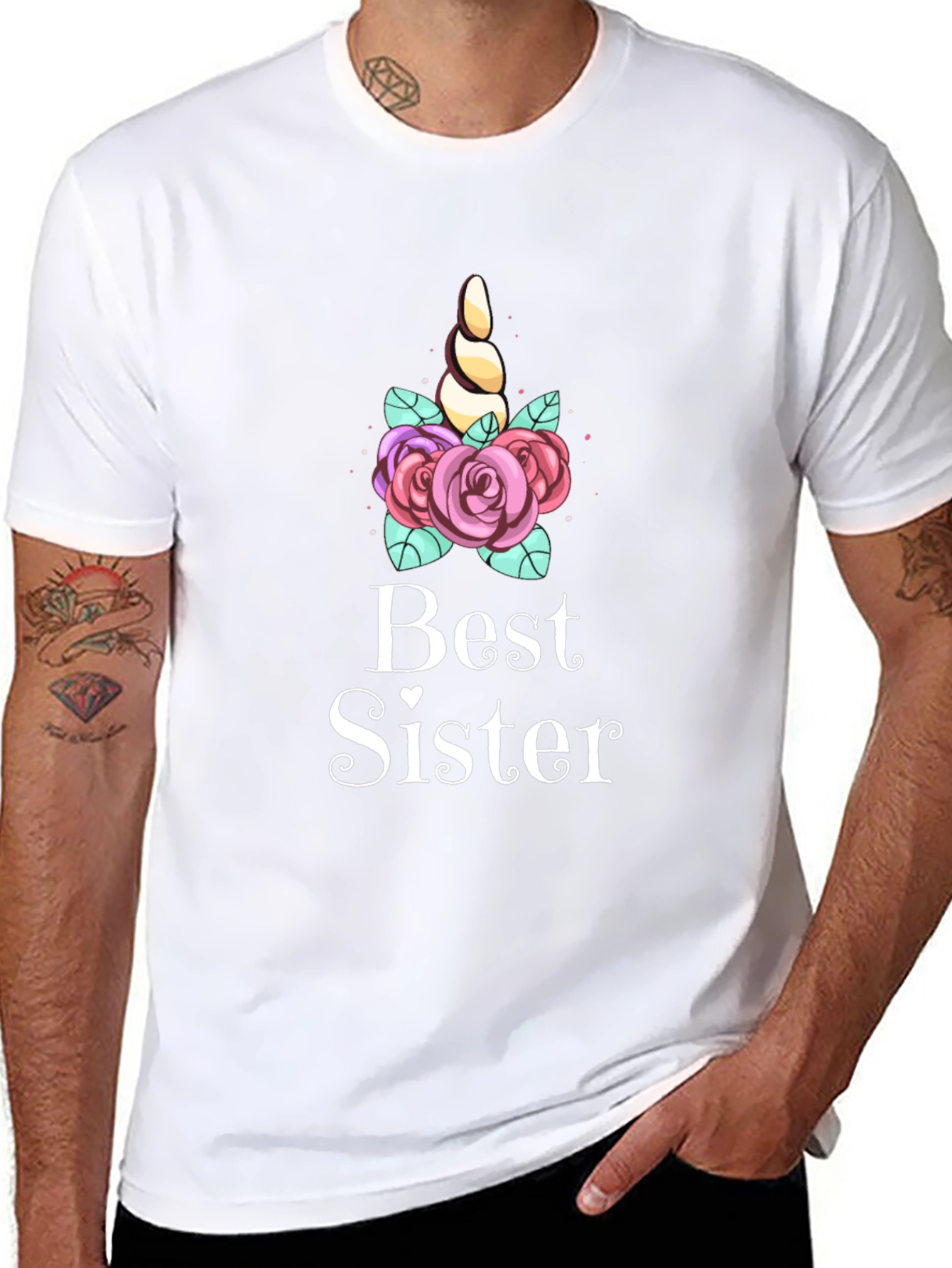 Best Sister Unicorn Tee - Black