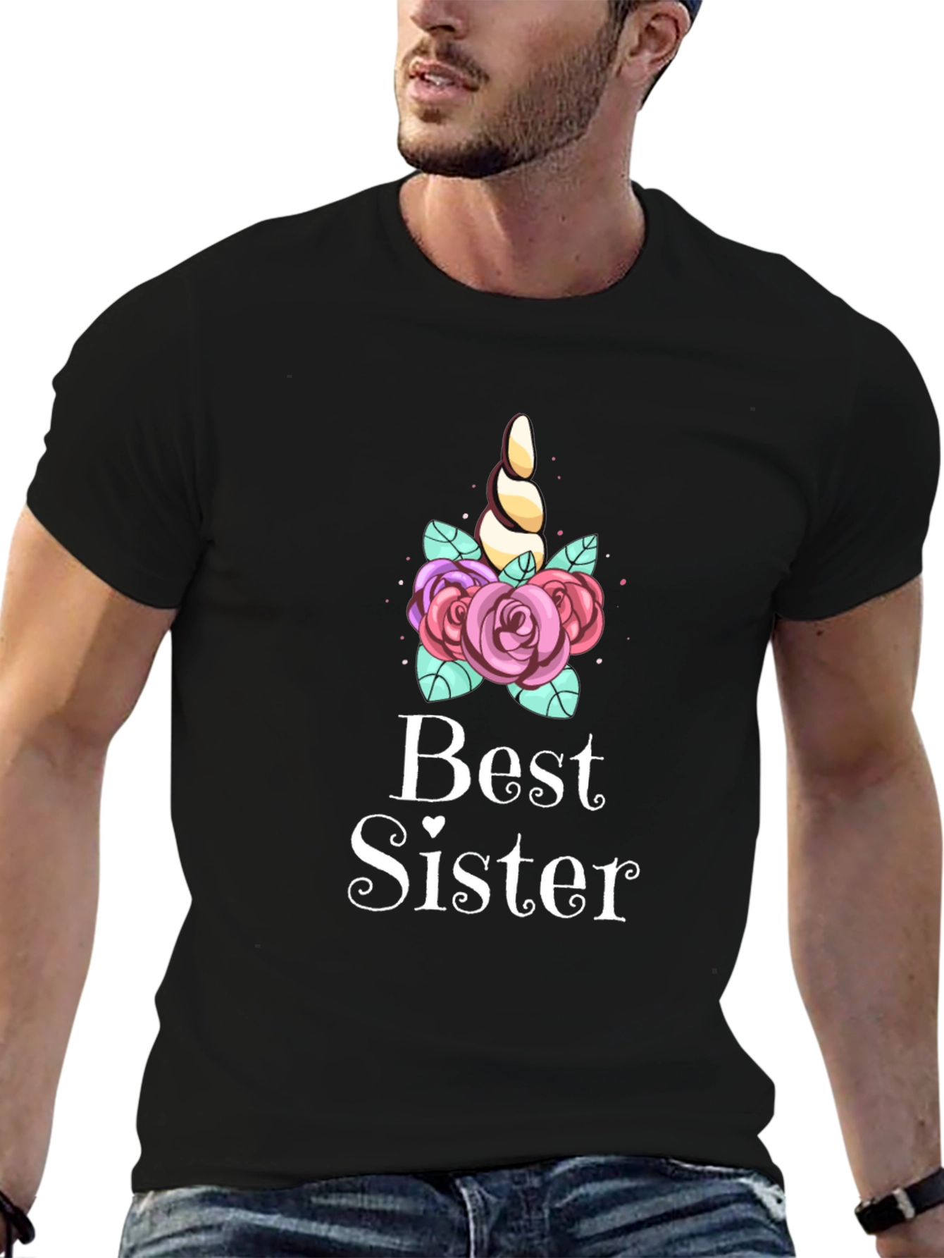Best Sister Unicorn Tee - Black