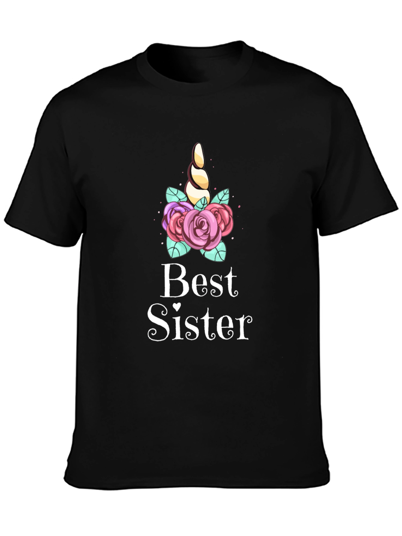 Best Sister Unicorn Tee - Black