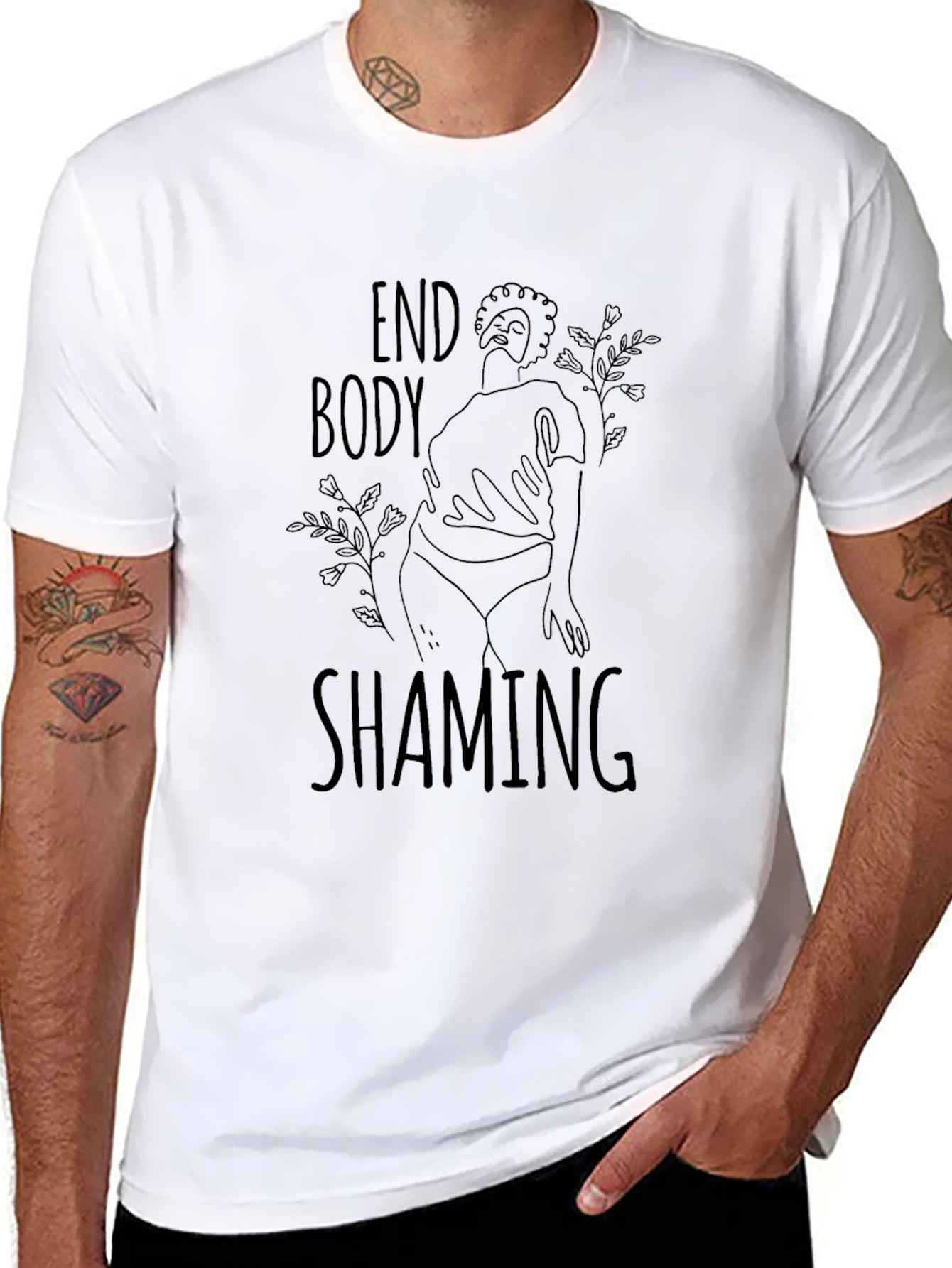 End Body Shaming Tee - Black Graphic T-Shirt