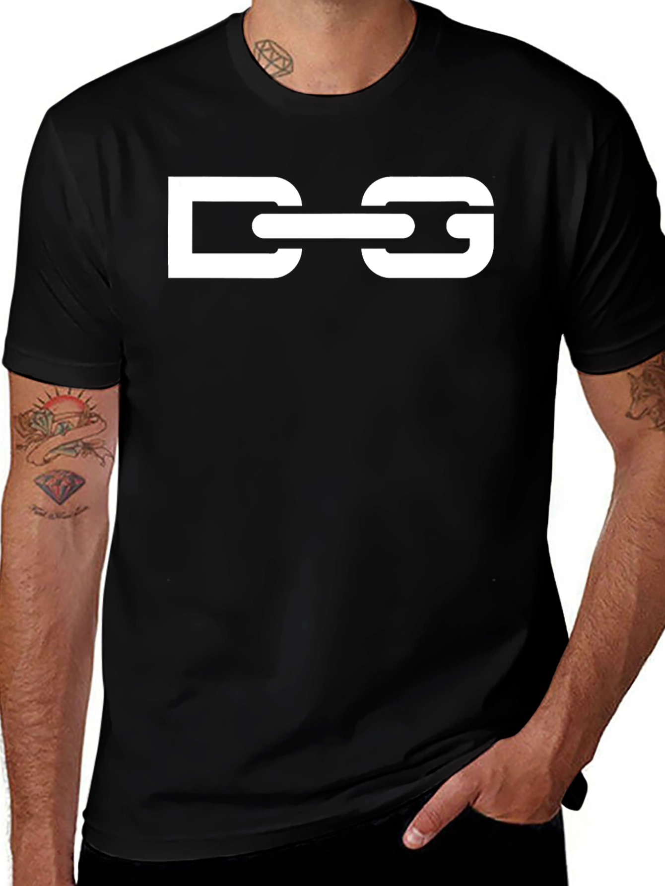 DG Chain Graphic Tee - Stylish Black Cotton T-Shirt