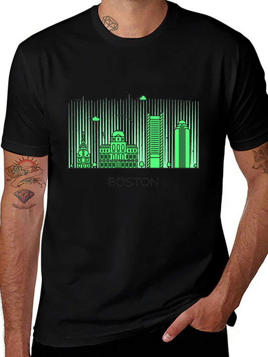 Boston Skyline Graphic T-Shirt - Black