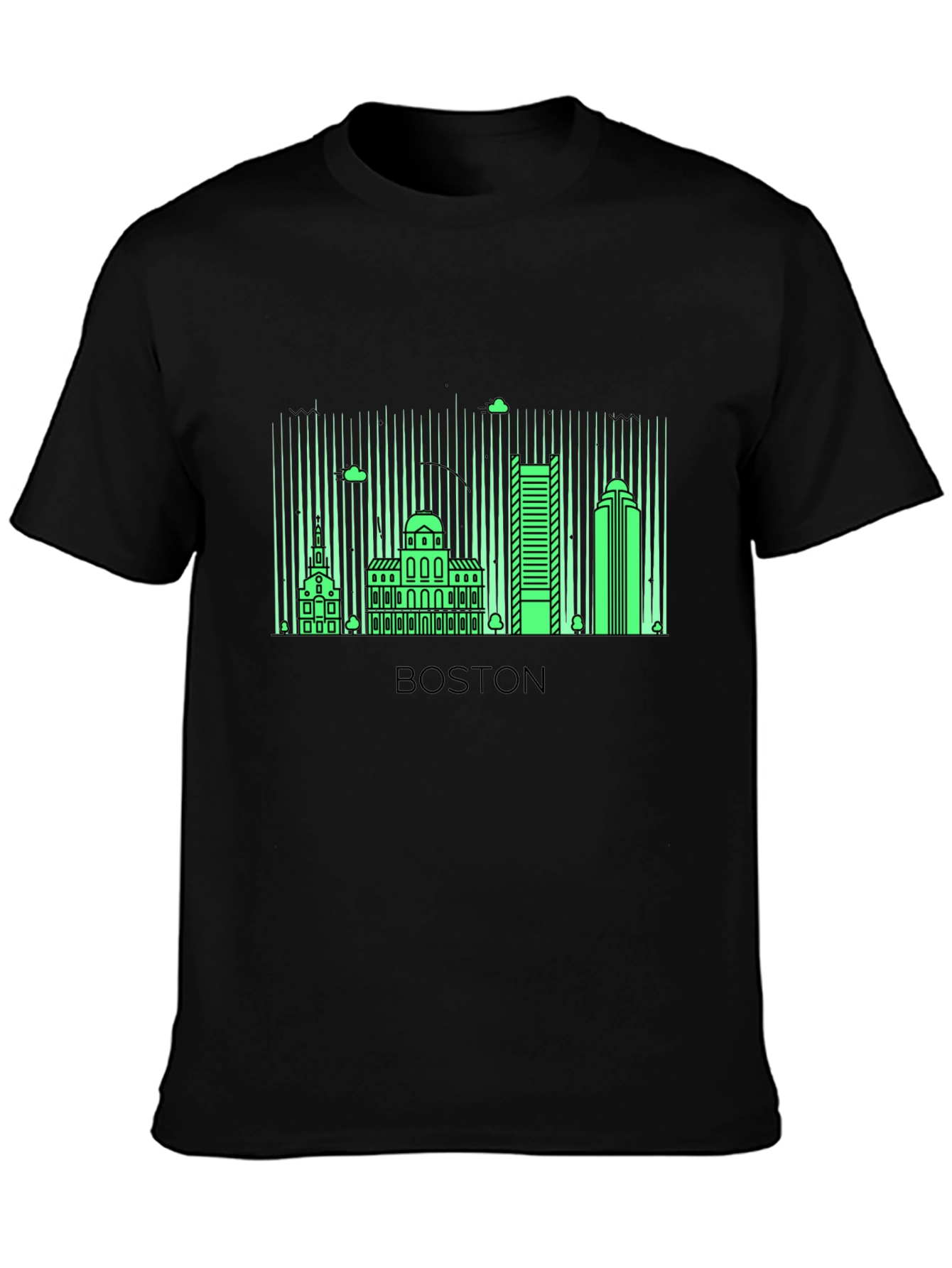 Boston Skyline Graphic T-Shirt - Black