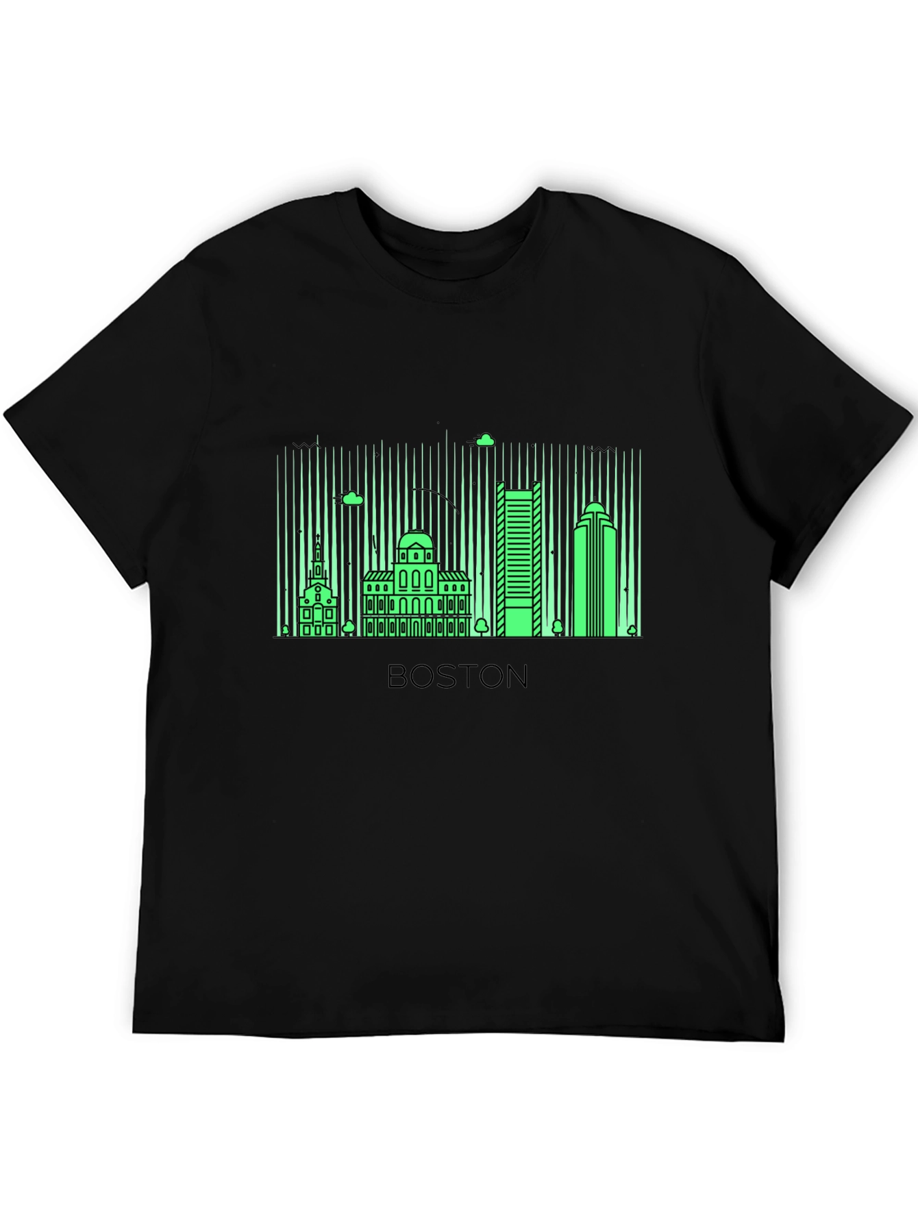 Boston Skyline Graphic T-Shirt - Black