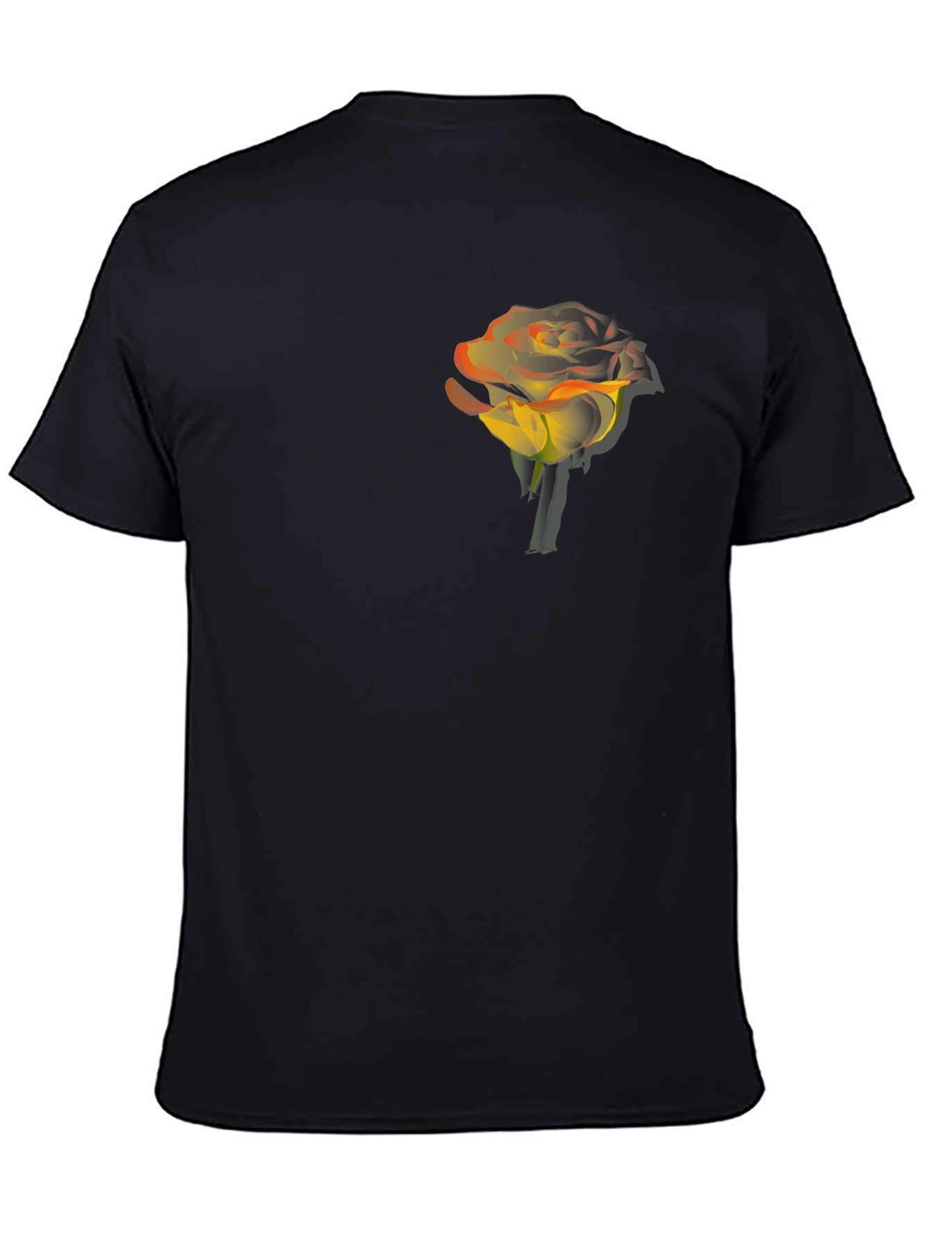 Mens Black T-Shirt with Gradient Rose Graphic