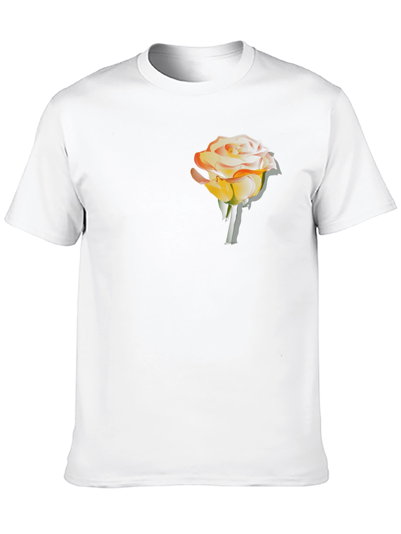 Mens Black T-Shirt with Gradient Rose Graphic