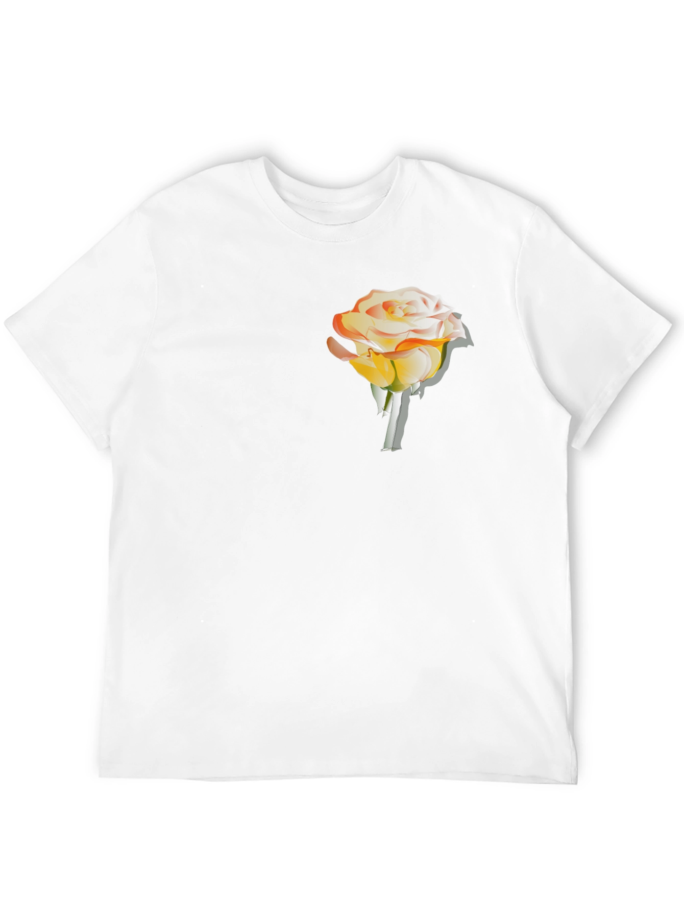 Mens Black T-Shirt with Gradient Rose Graphic