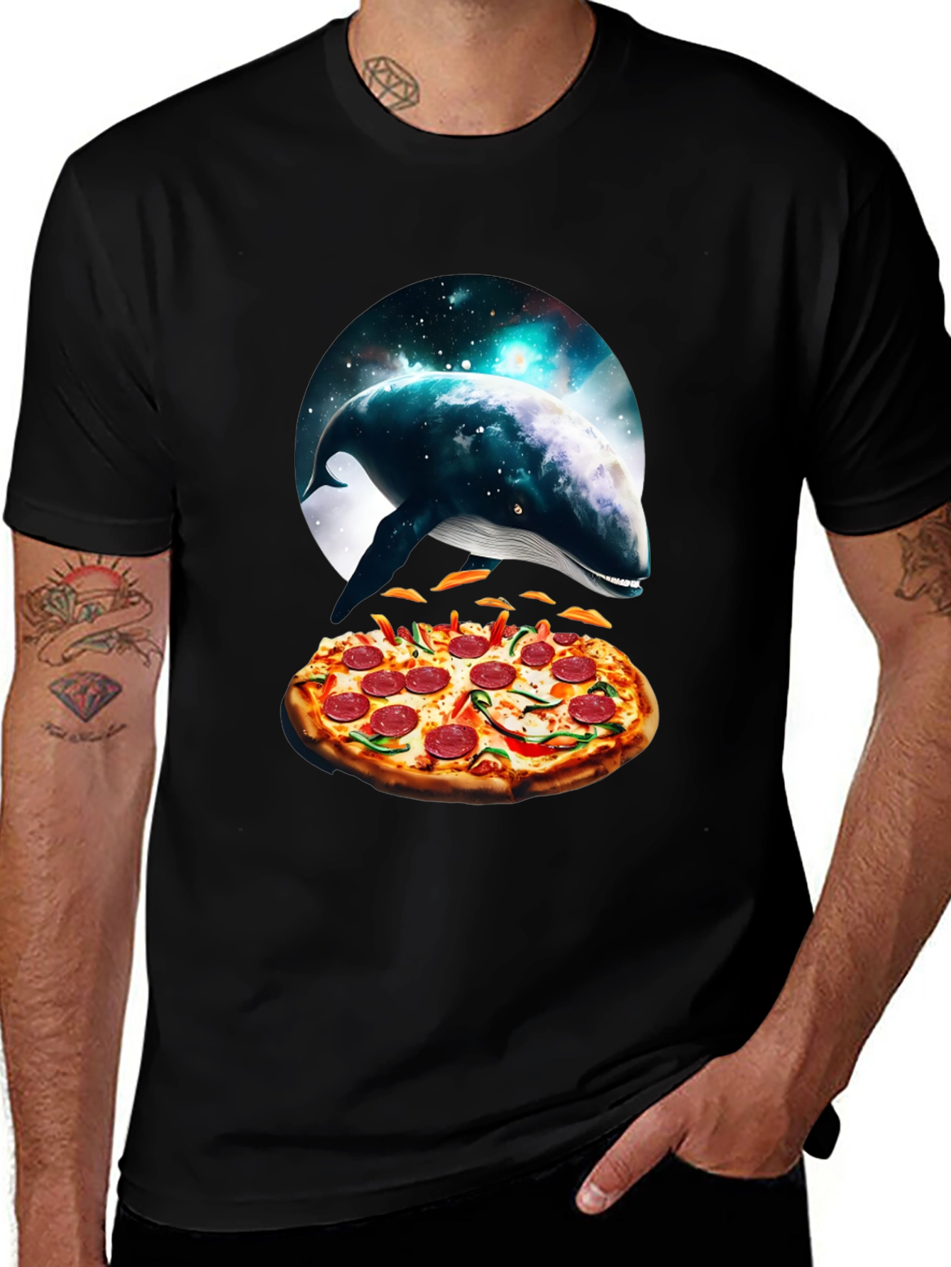 Whale Pizza Graphic T-Shirt