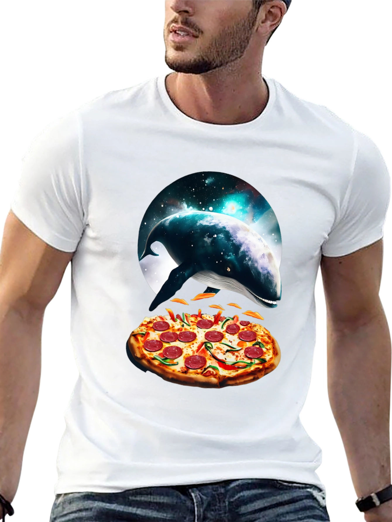 Whale Pizza Graphic T-Shirt