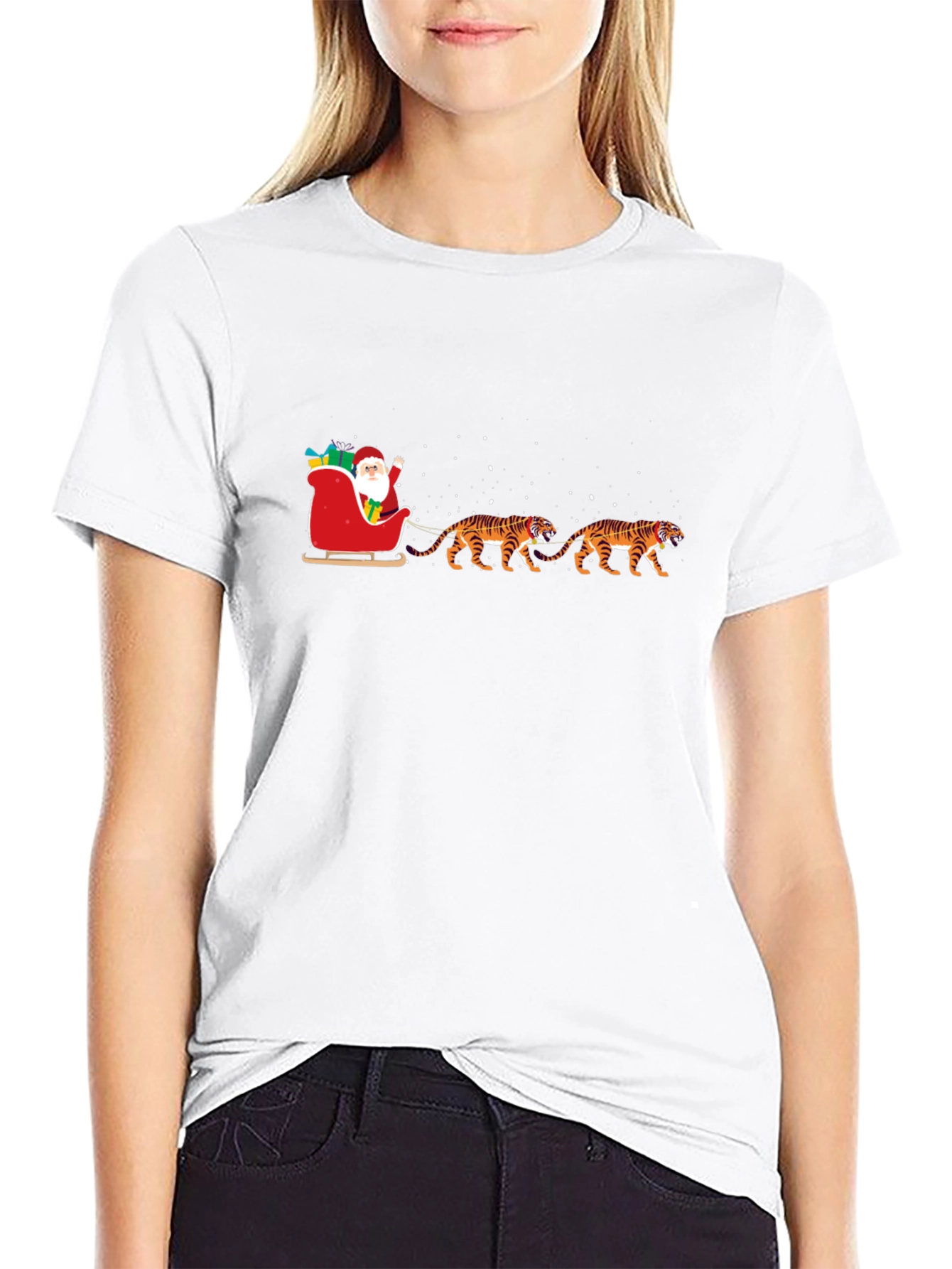 Santa Tiger Sleigh Graphic Tee