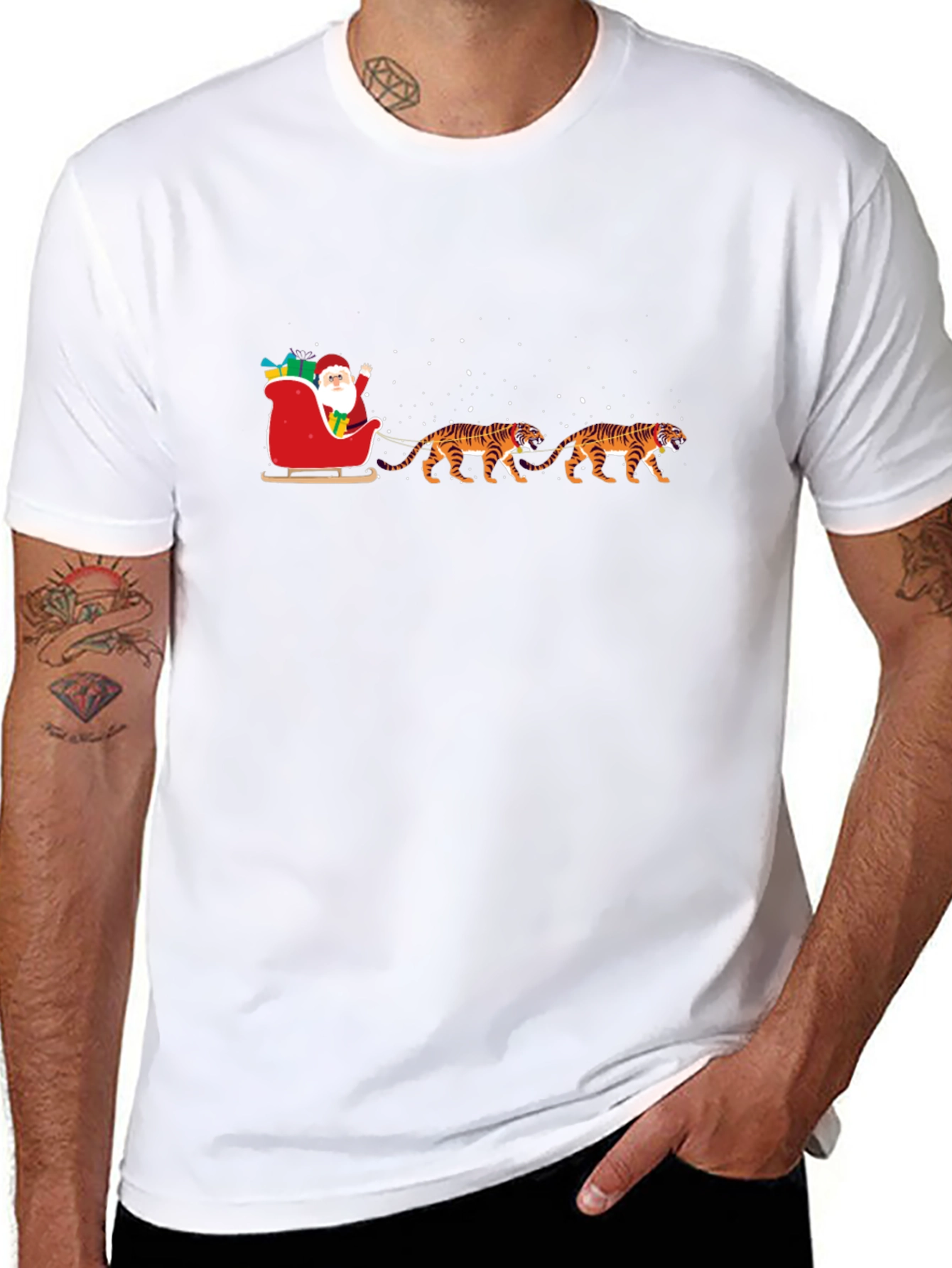 Santa Tiger Sleigh Graphic Tee