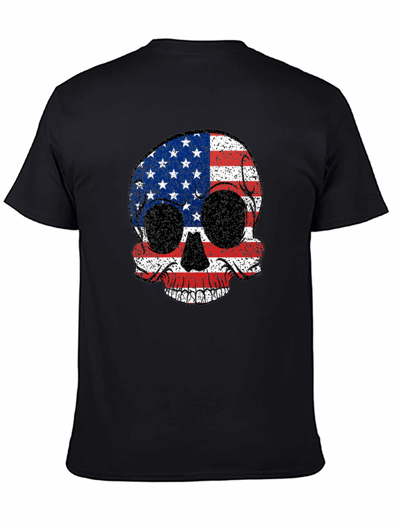 American Flag Skull Graphic Tee - Patriotic Style