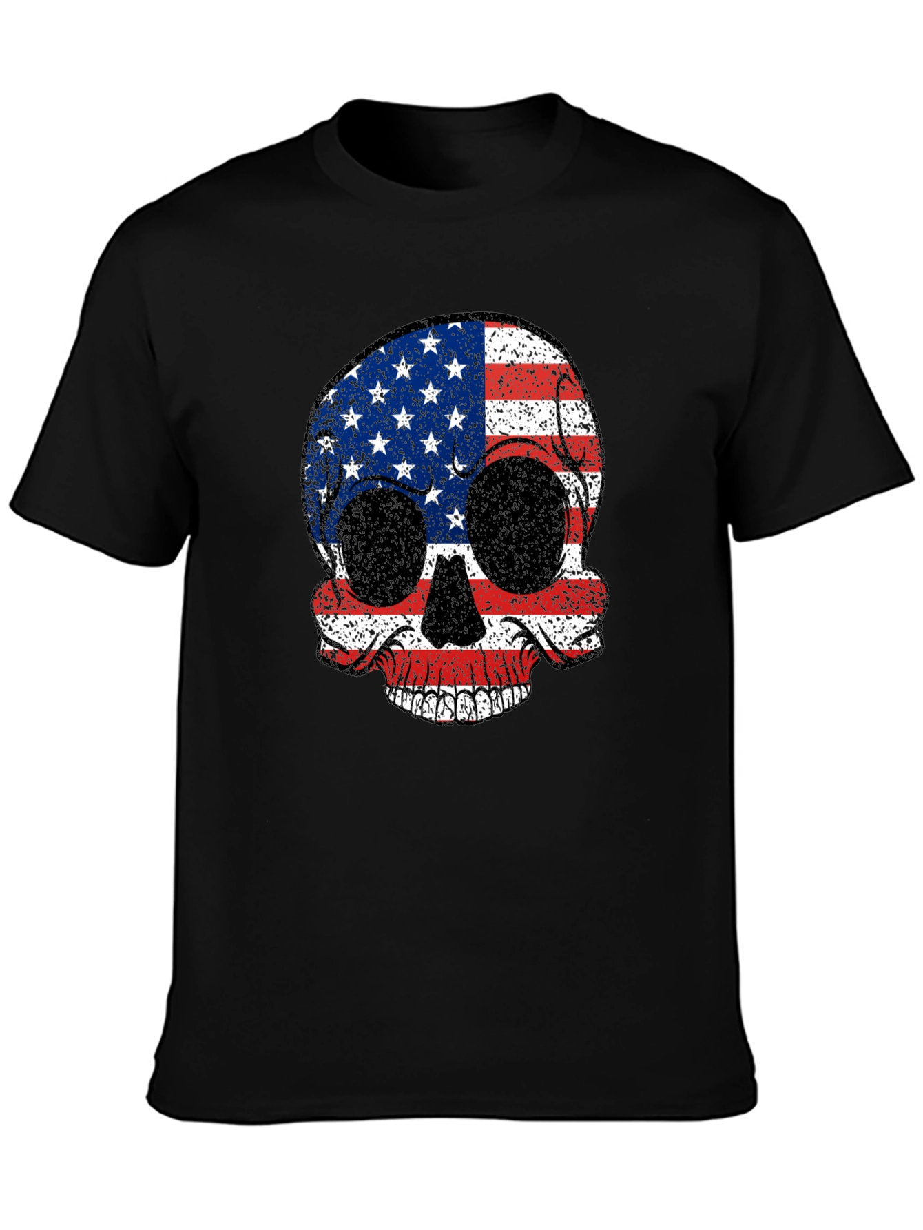 American Flag Skull Graphic Tee - Patriotic Style