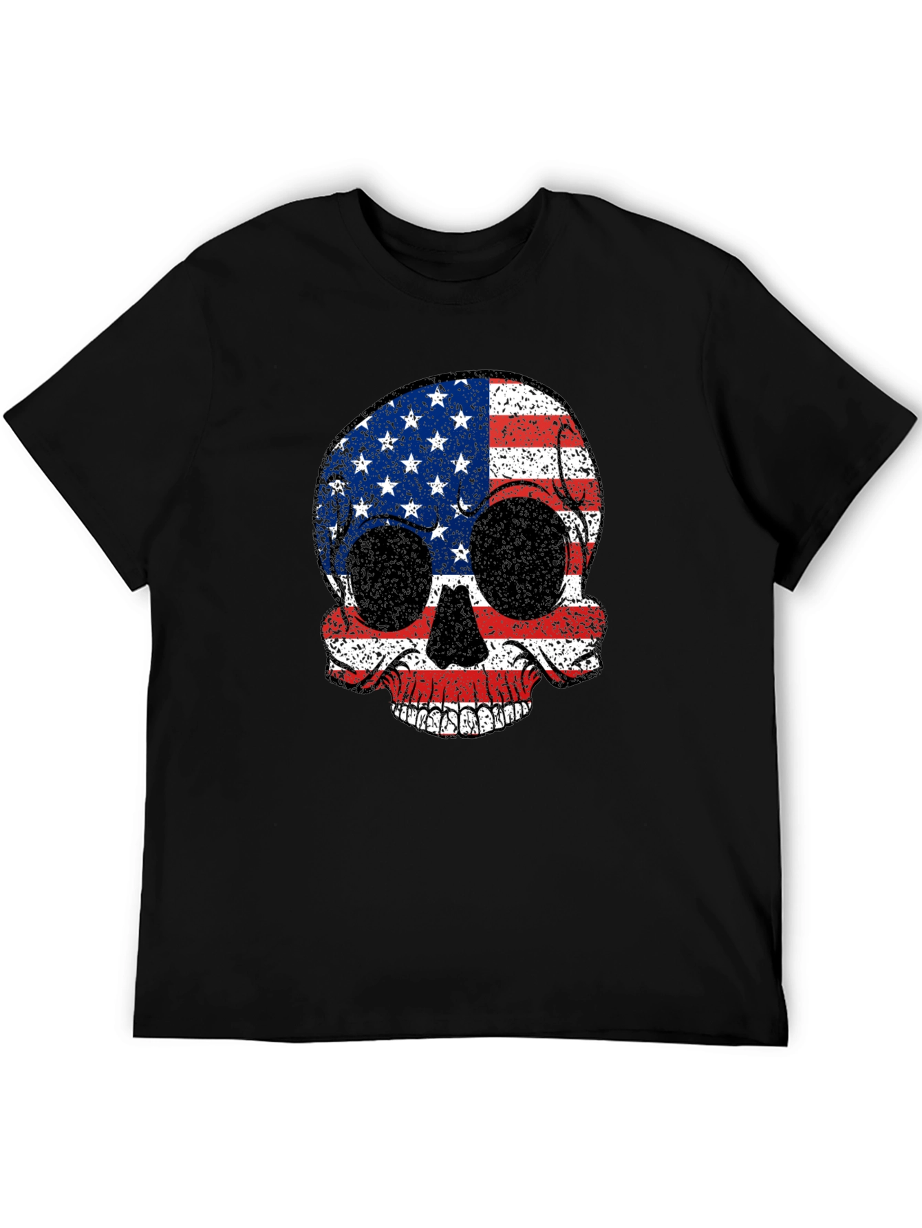 American Flag Skull Graphic Tee - Patriotic Style