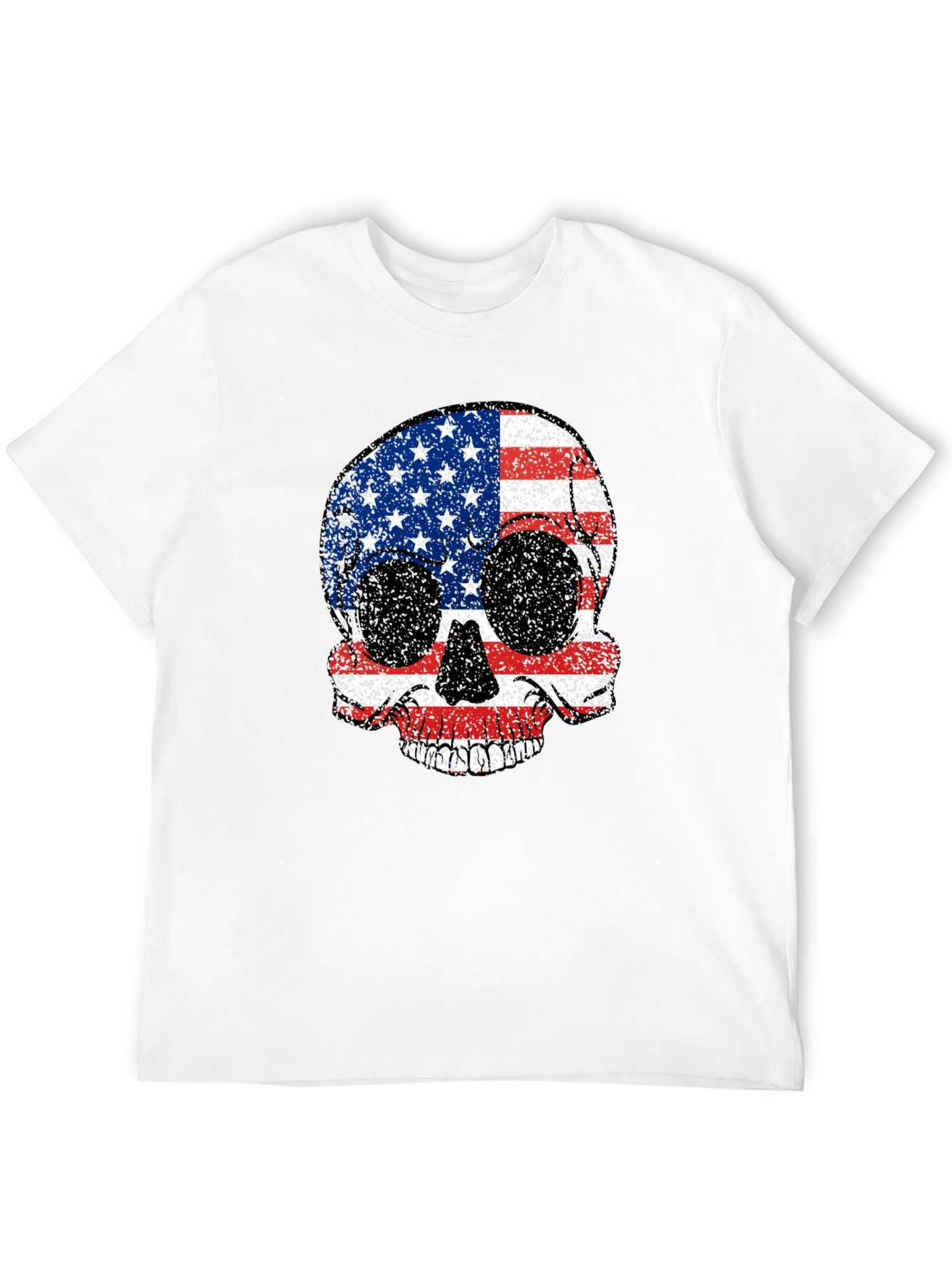 American Flag Skull Graphic Tee - Patriotic Style