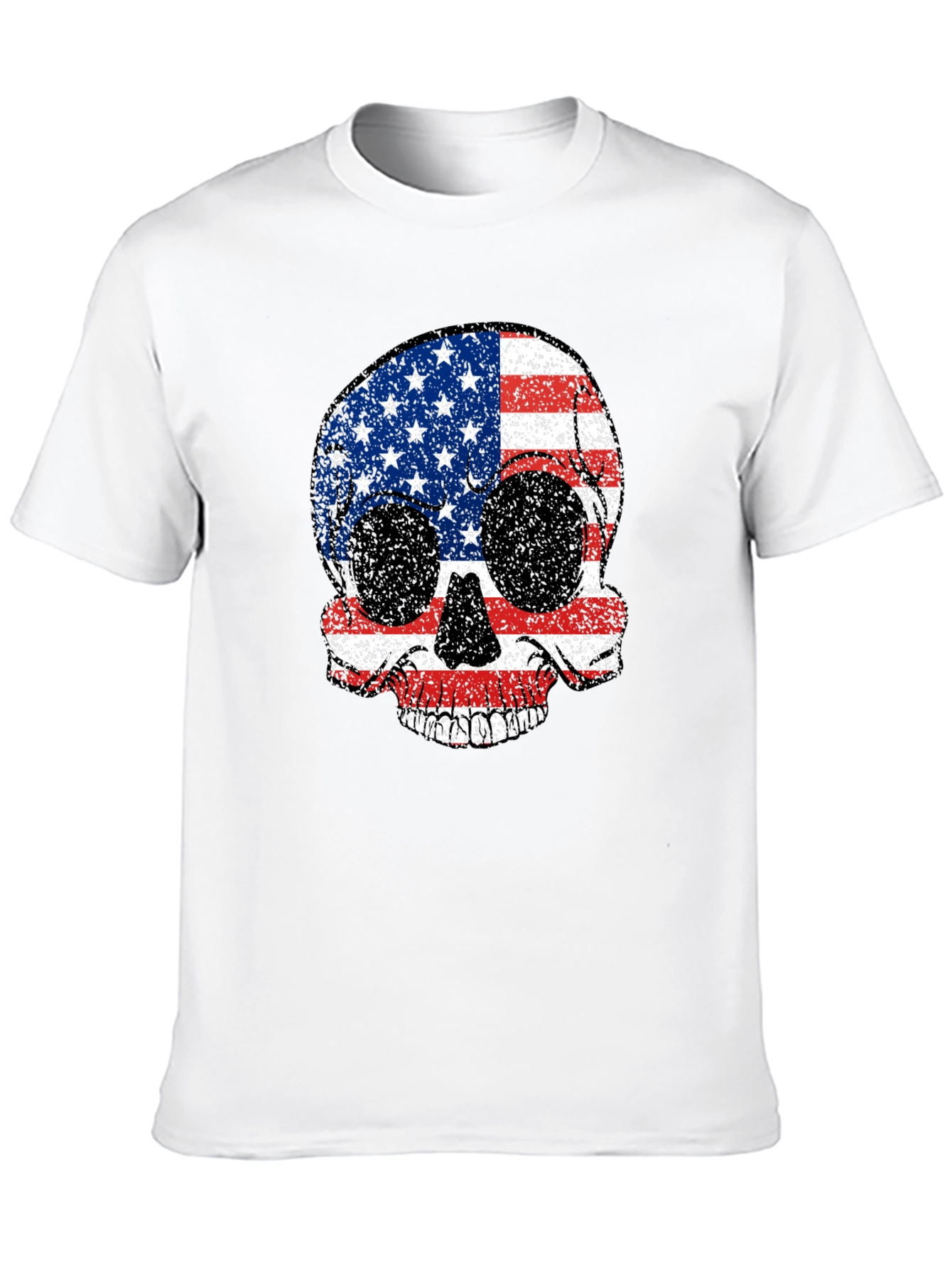 American Flag Skull Graphic Tee - Patriotic Style