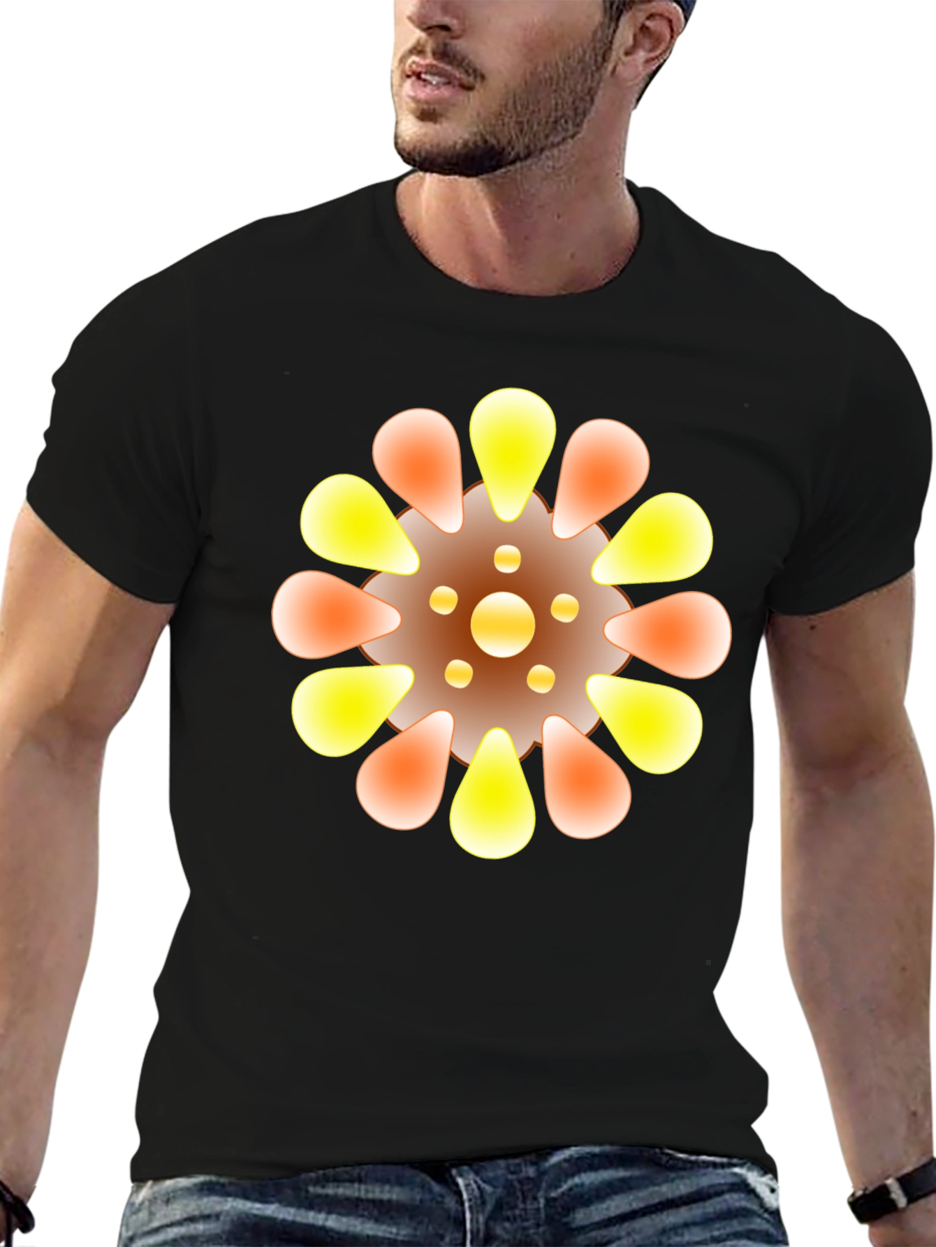Abstract Floral Graphic Black Tee