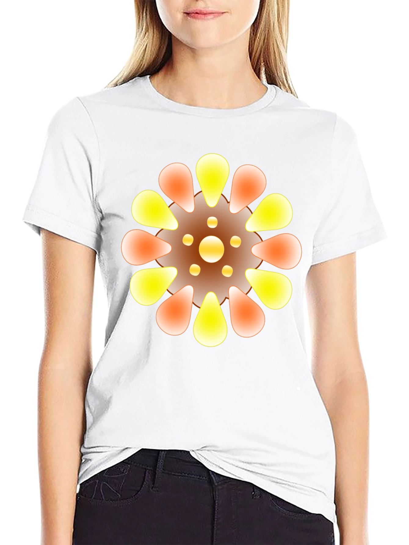 Abstract Floral Graphic Black Tee