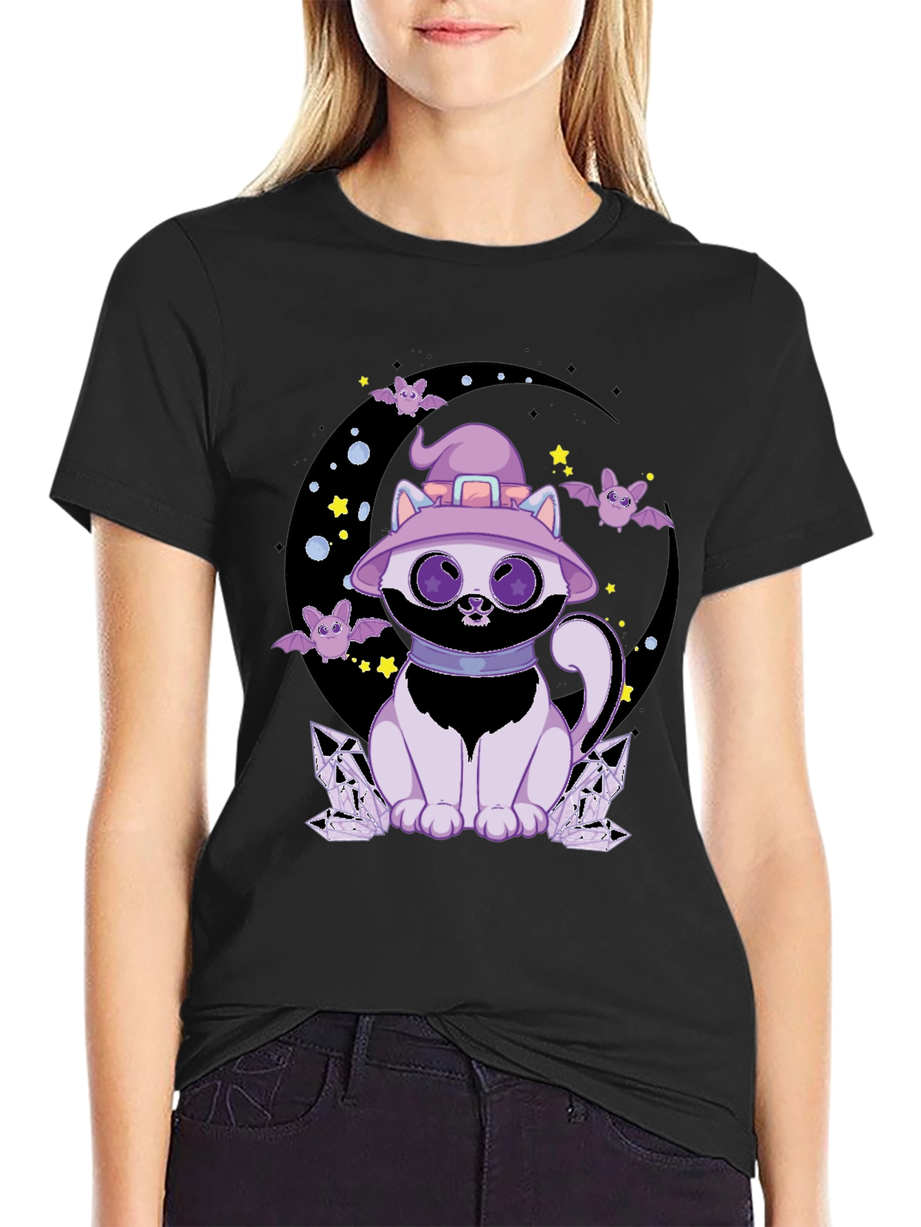 Halloween Witch Cat Graphic Tee