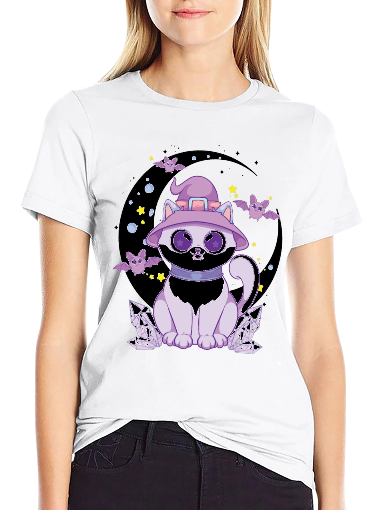 Halloween Witch Cat Graphic Tee