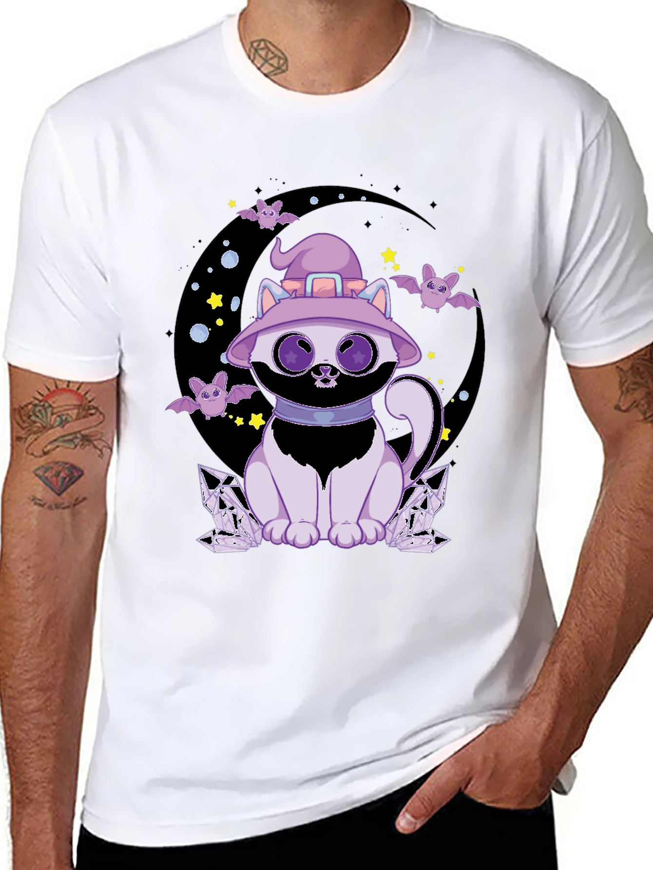 Halloween Witch Cat Graphic Tee