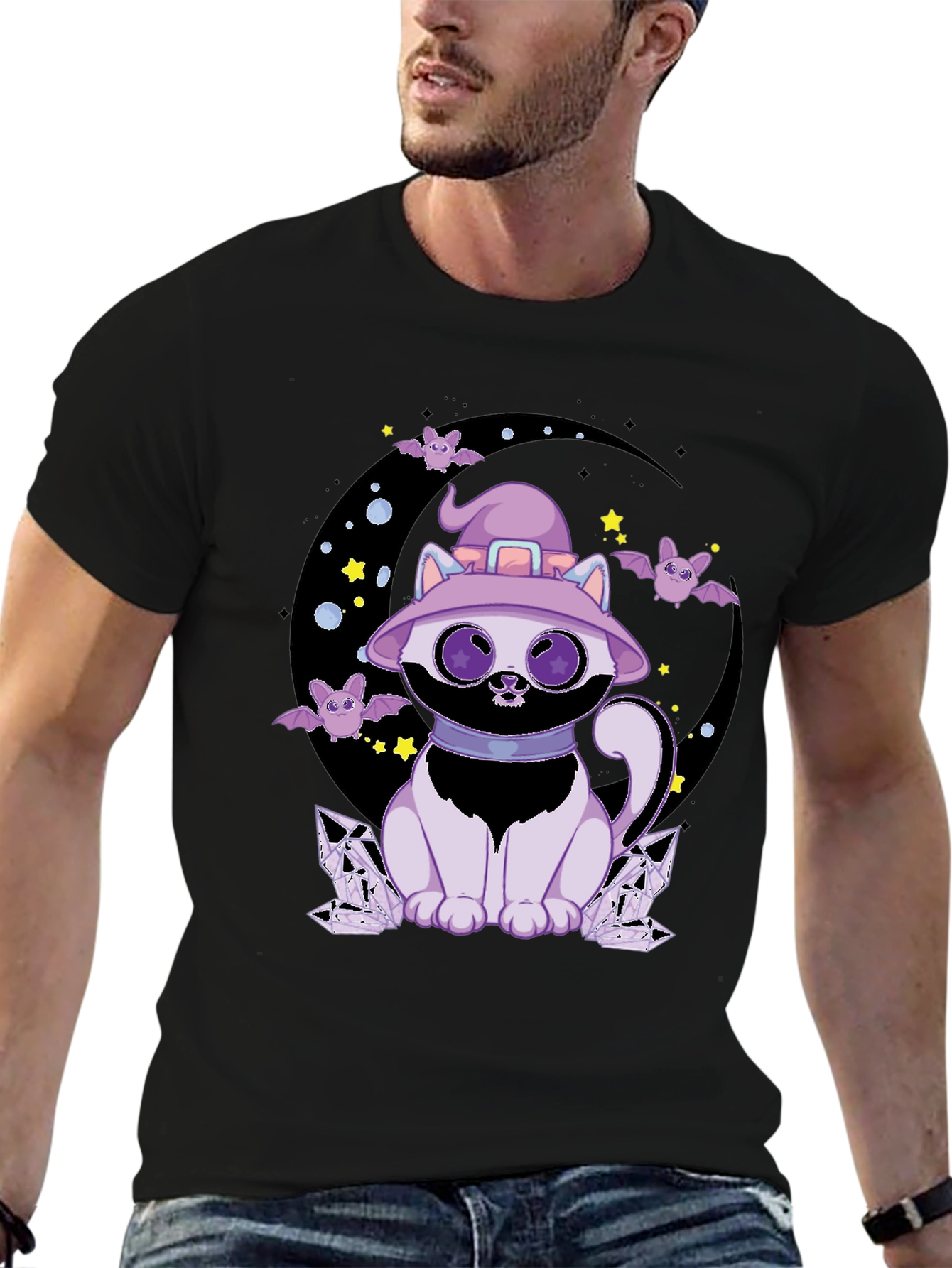 Halloween Witch Cat Graphic Tee